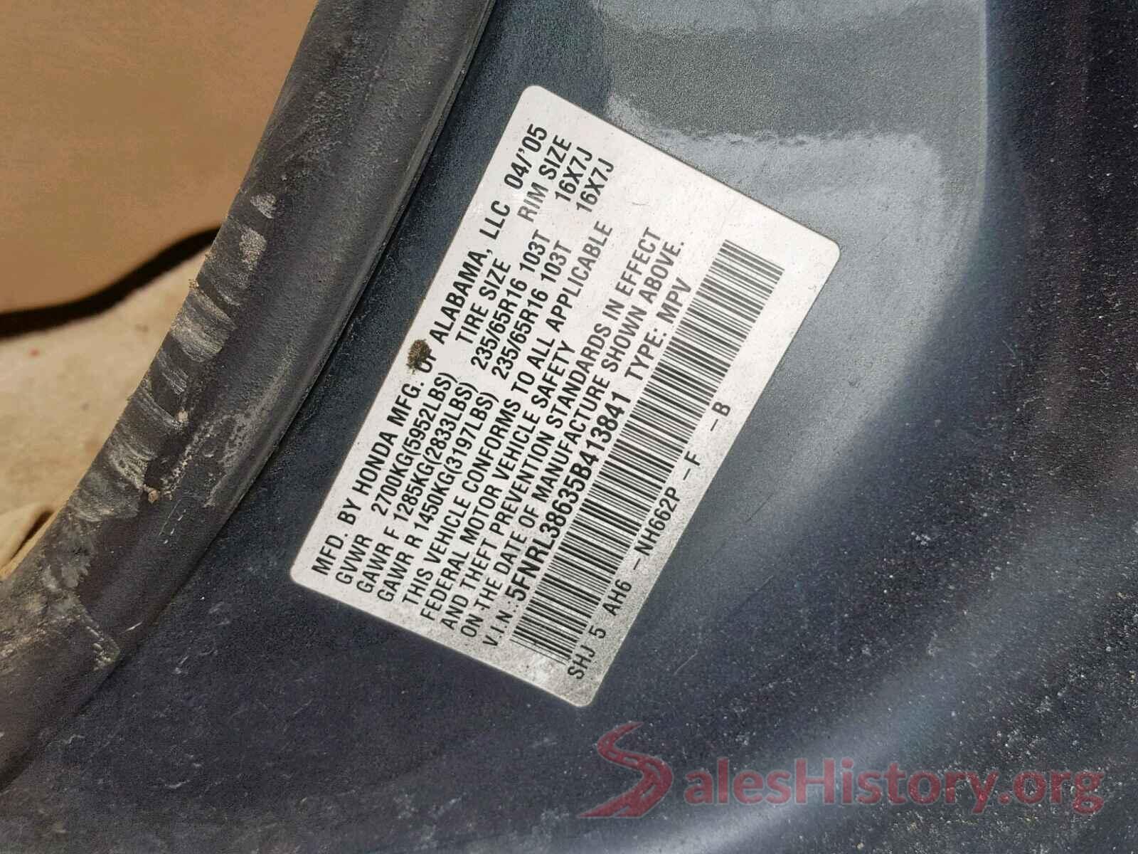 1N4AL3AP6JC264273 2005 HONDA ODYSSEY EX