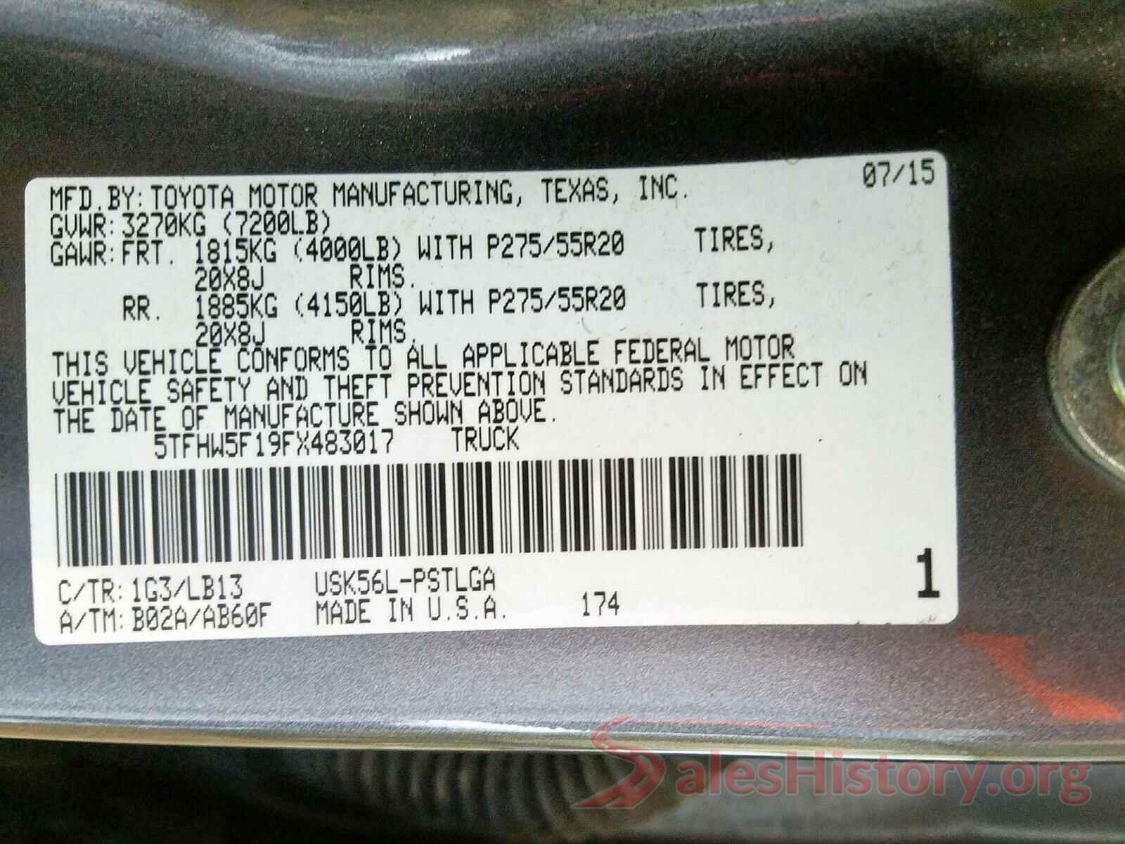 5TFHW5F19FX483017 2015 TOYOTA TUNDRA