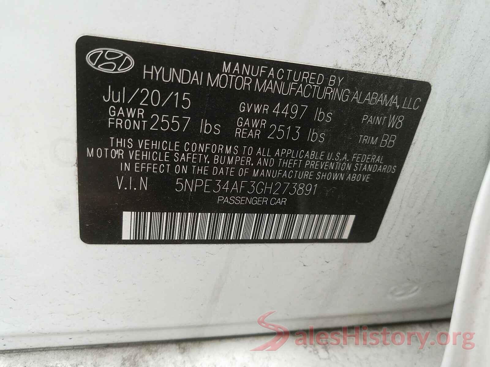 5NPE34AF3GH273891 2016 HYUNDAI SONATA