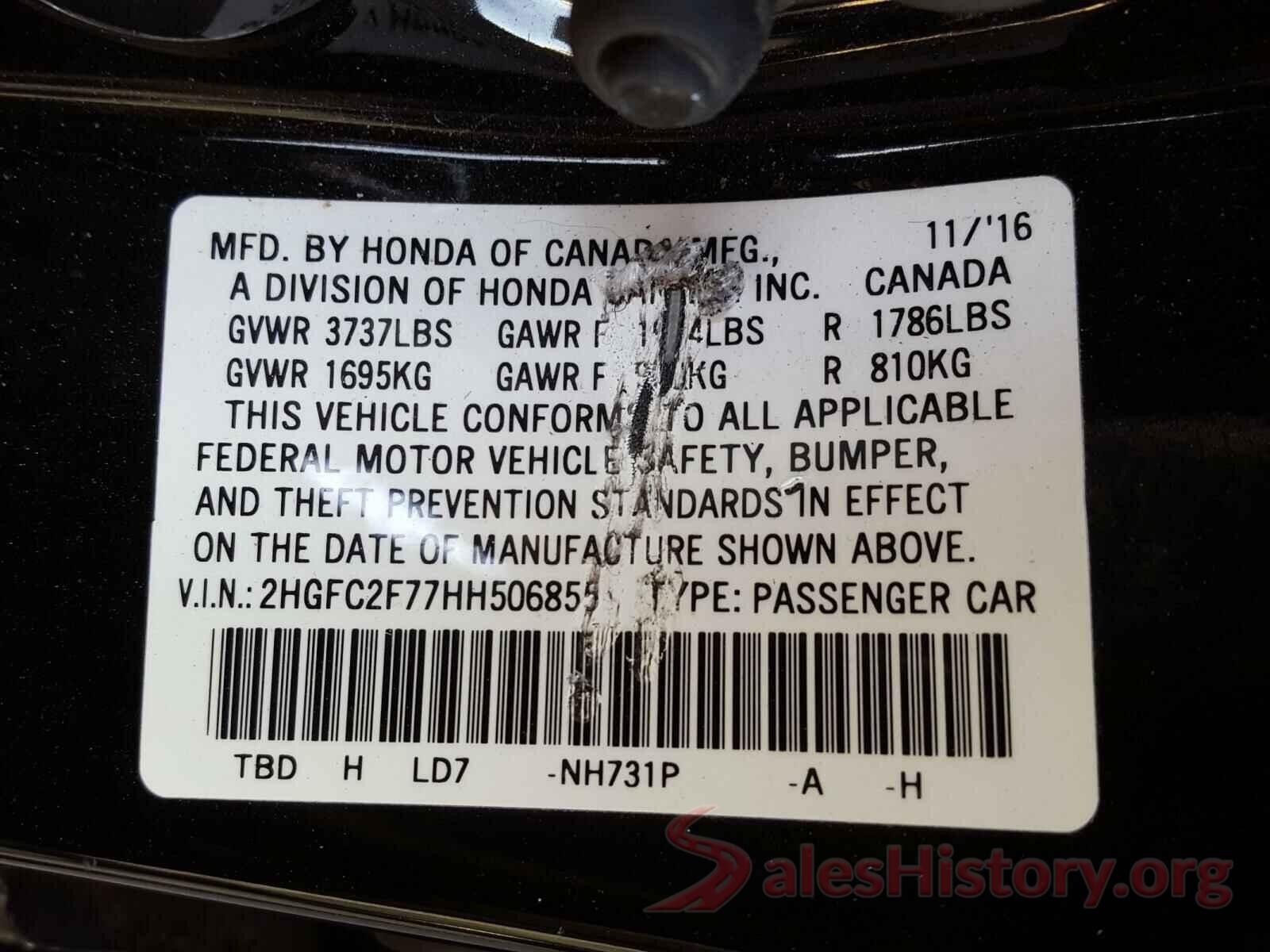 3VW267AJ5GM224618 2017 HONDA CIVIC