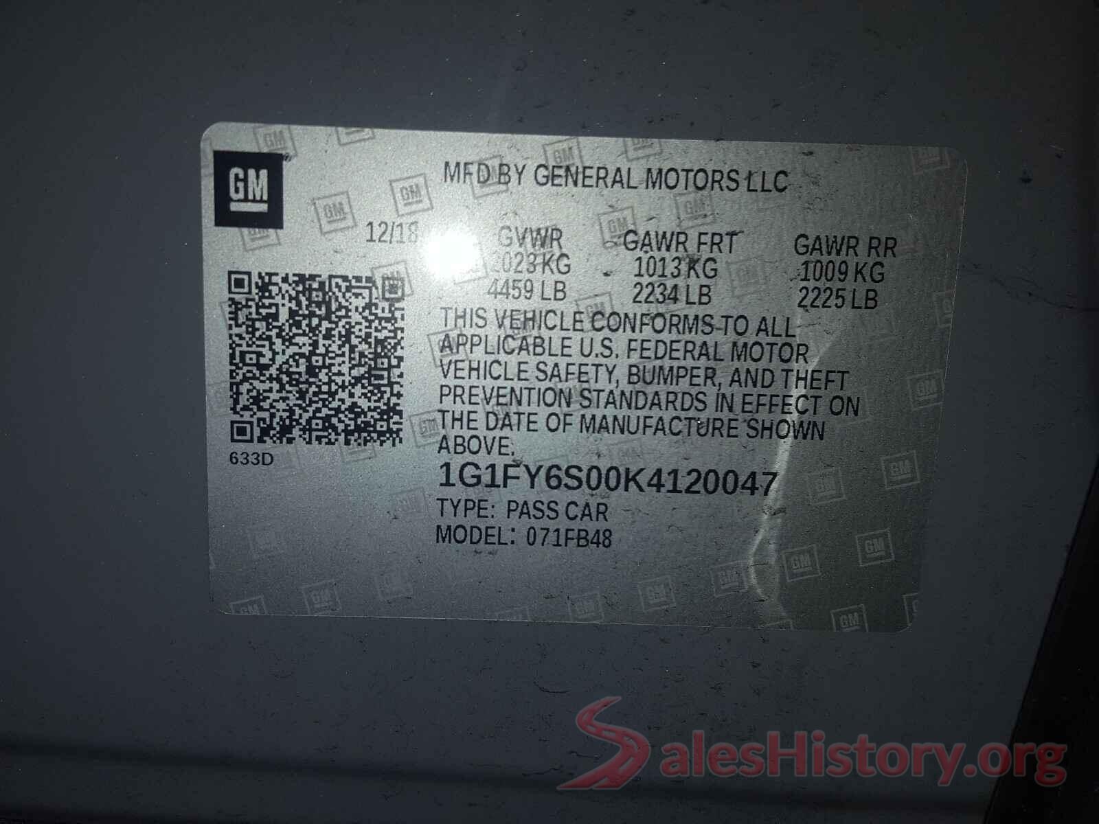 1G1FY6S00K4120047 2019 CHEVROLET BOLT