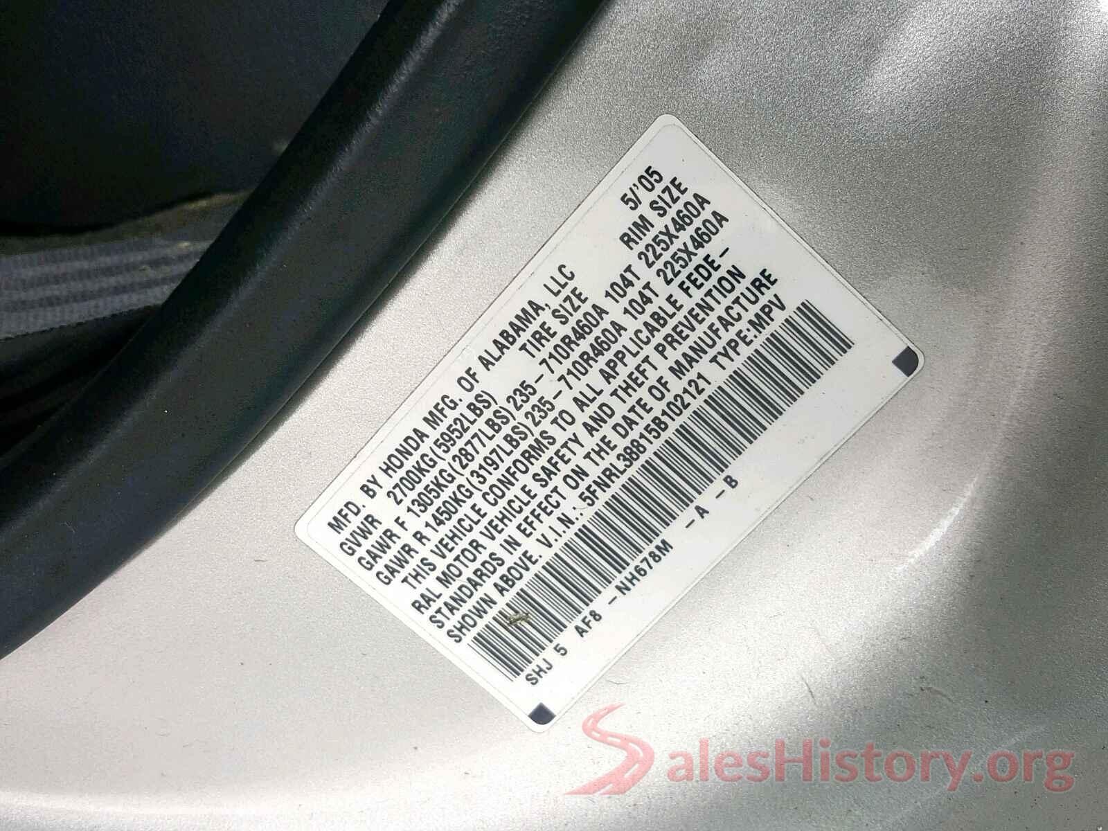 58AGZ1B17LU051433 2005 HONDA ODYSSEY TO