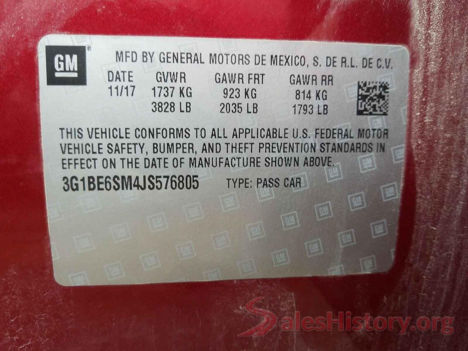 2C3CDXGJ9KH742358 2018 CHEVROLET CRUZE