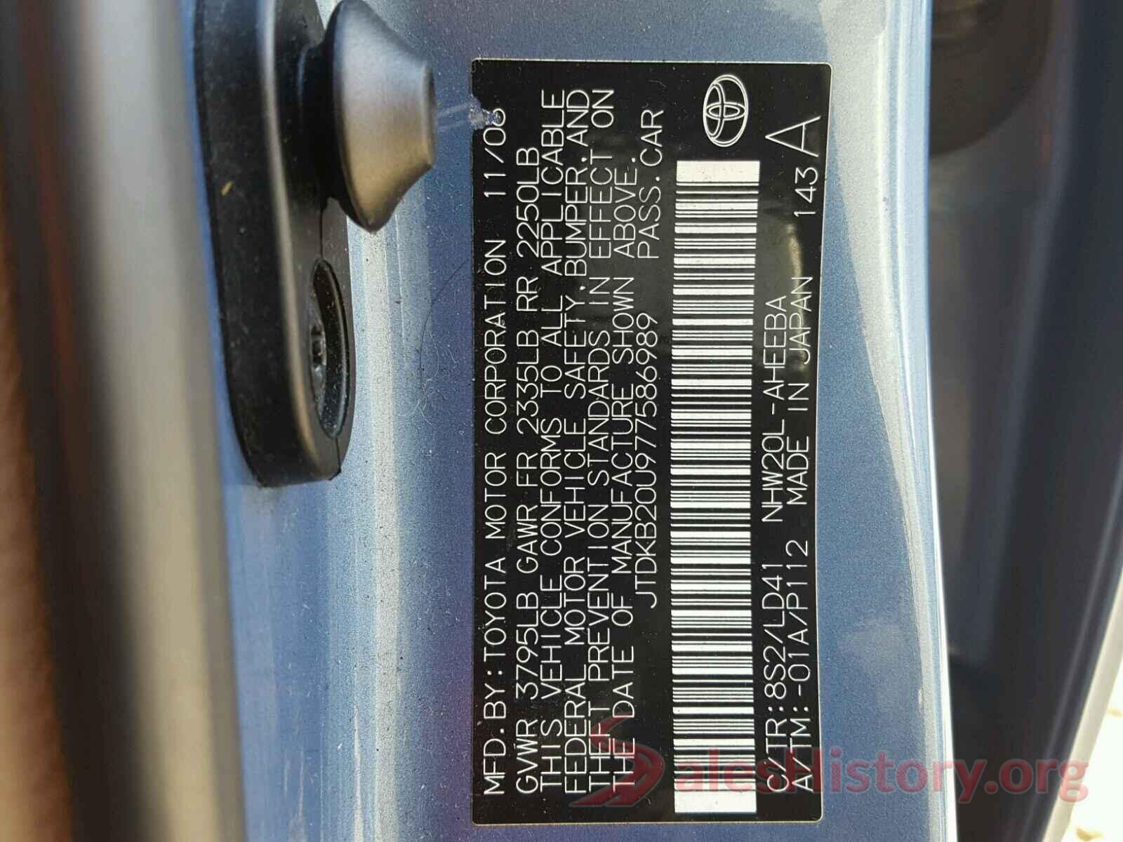 3VV3B7AX6JM085356 2007 TOYOTA PRIUS