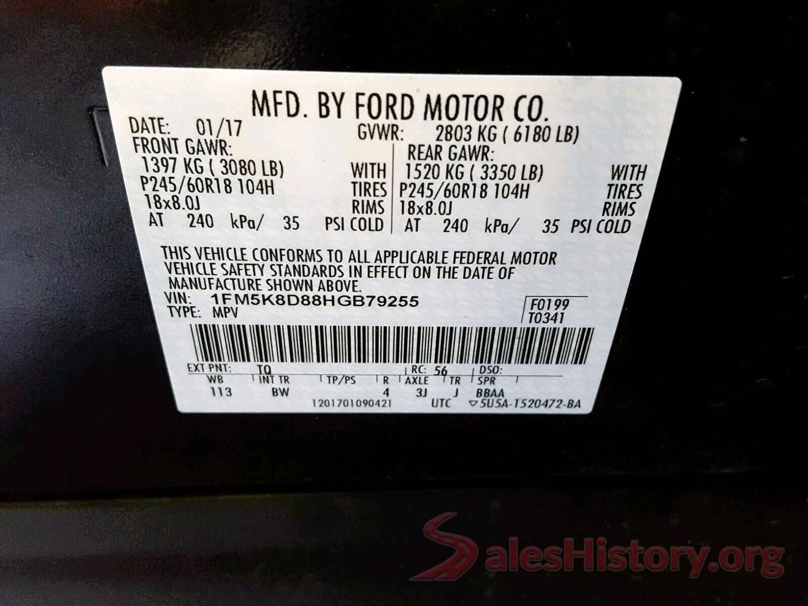 4S3GKAA6XH3601928 2017 FORD EXPLORER