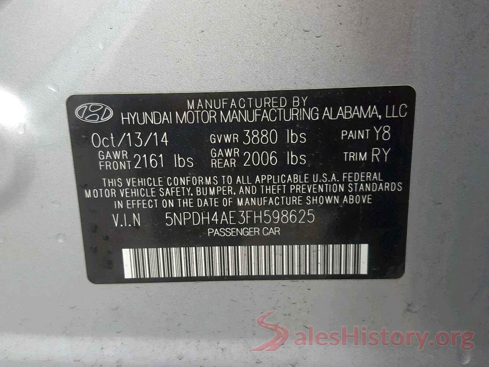 5YFBURHE3KP882288 2015 HYUNDAI ELANTRA