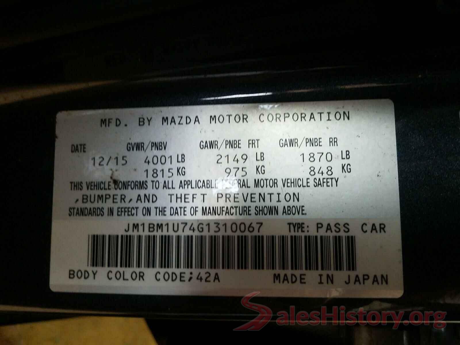 JM1BM1U74G1310067 2016 MAZDA 3