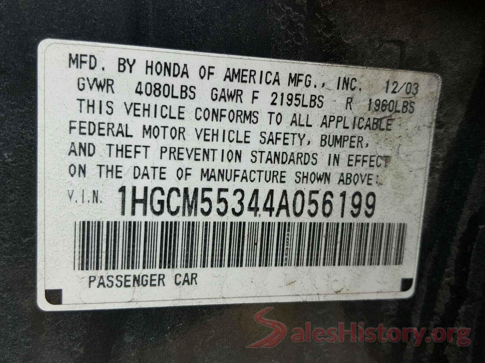 1N4AA6AP7HC437252 2004 HONDA ACCORD