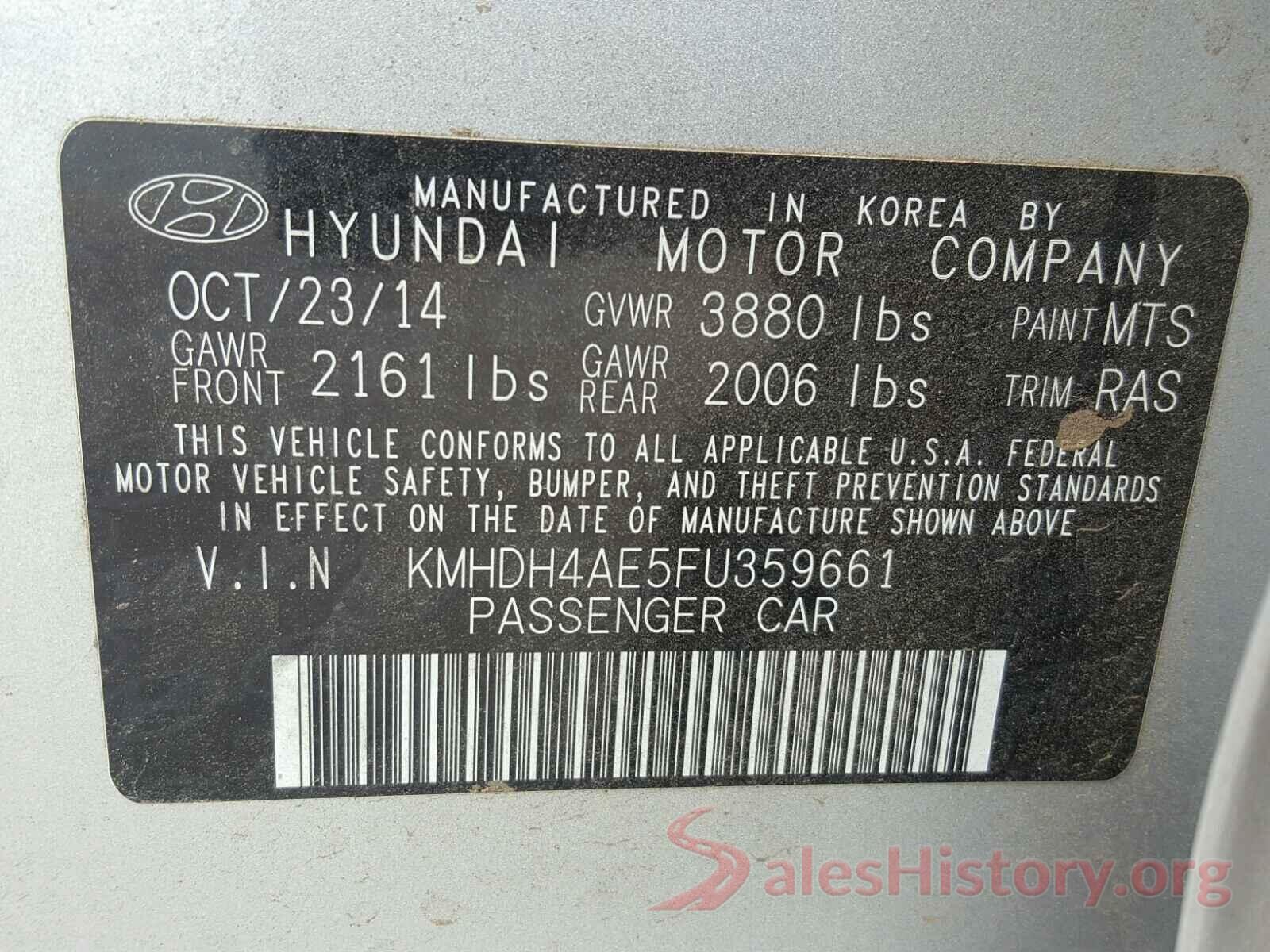 1C4HJXDN2LW198872 2015 HYUNDAI ELANTRA