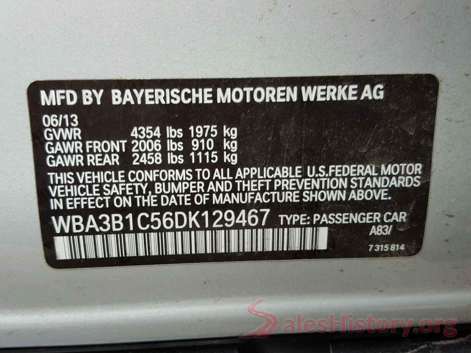 1HGCV1F99JA164080 2013 BMW 3 SERIES