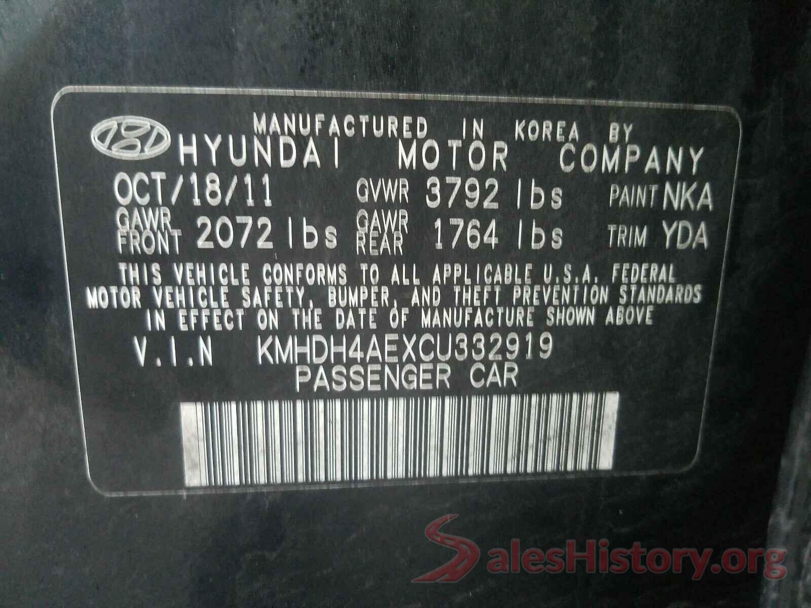 KM8J3CA2XJU653258 2012 HYUNDAI ELANTRA