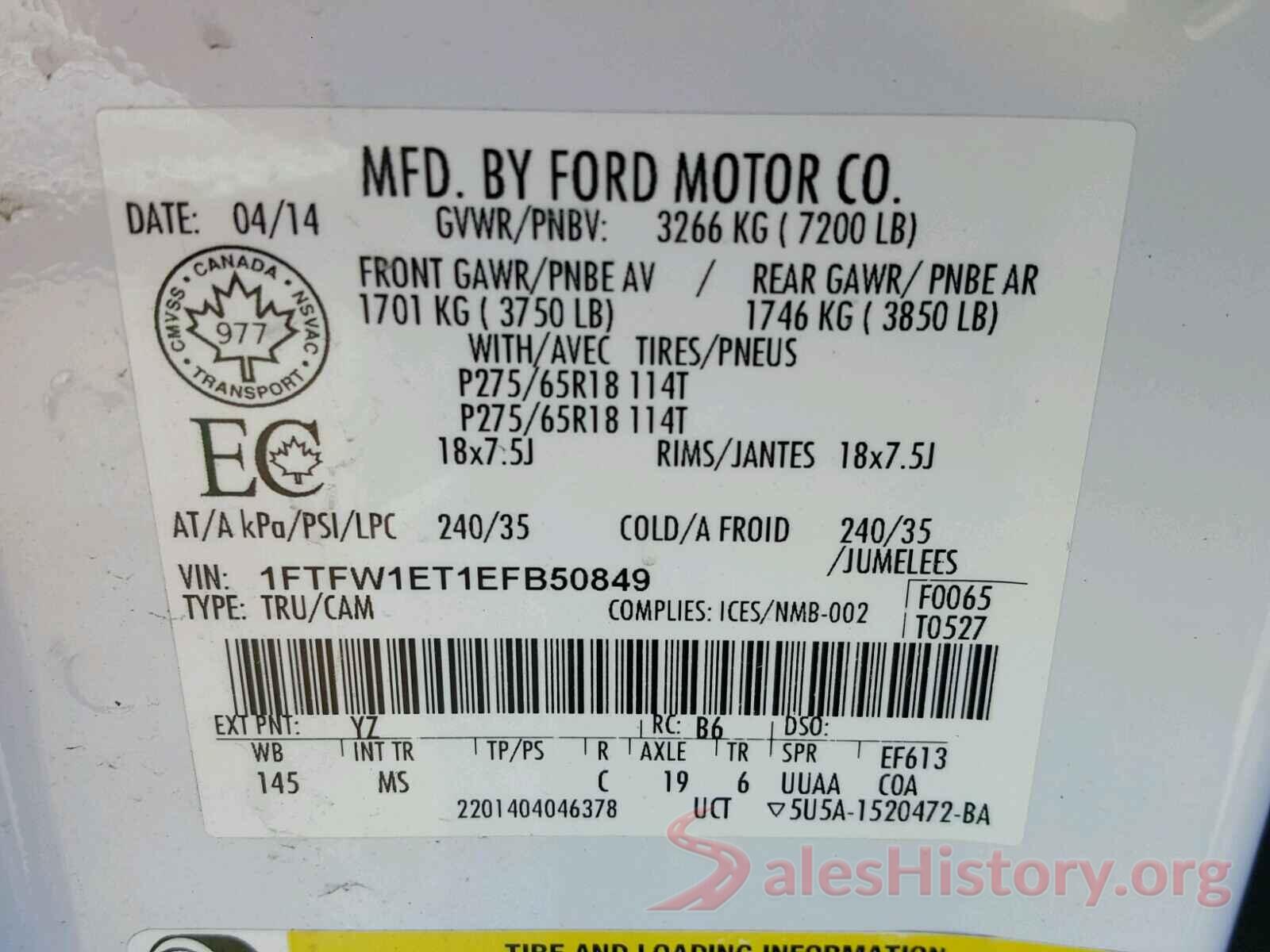 SHHFK7H6XKU201283 2014 FORD F150