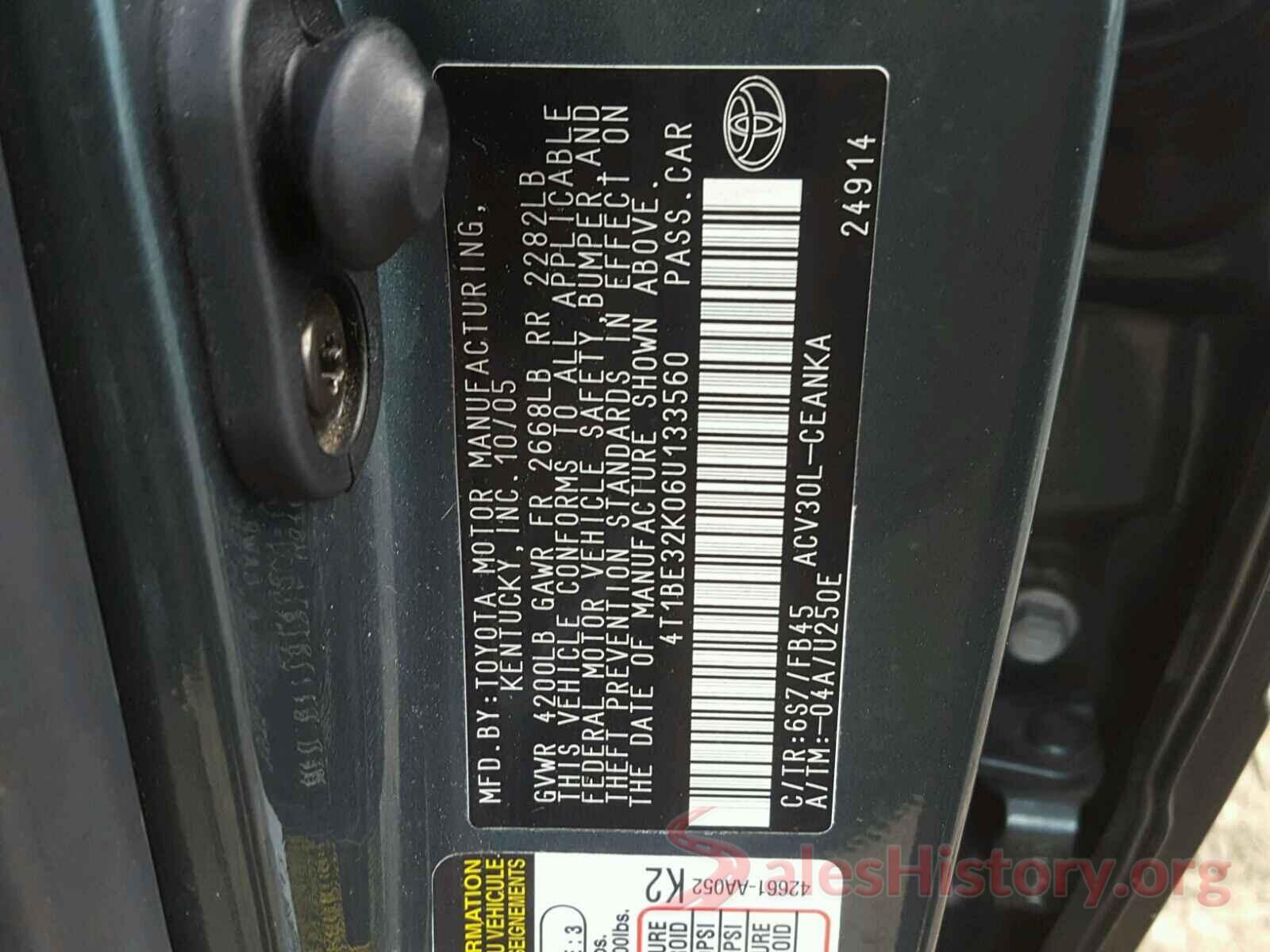 2T1BURHE8GC594094 2006 TOYOTA CAMRY