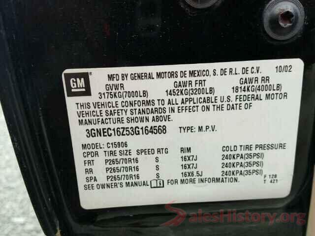 JM1BM1U73G1321948 2003 CHEVROLET SUBURBAN