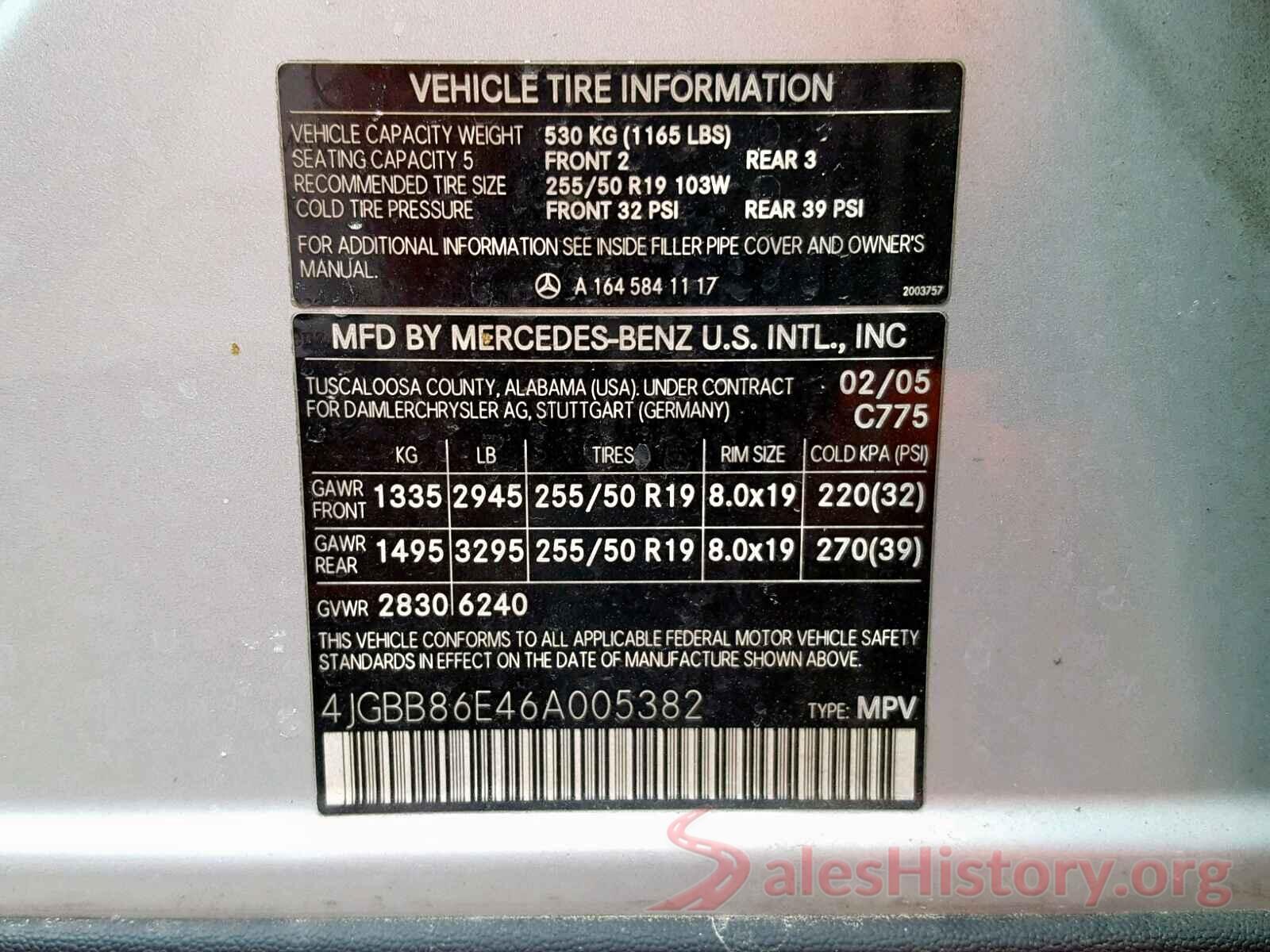 4JGBB86E46A005382 2006 MERCEDES-BENZ ML 350