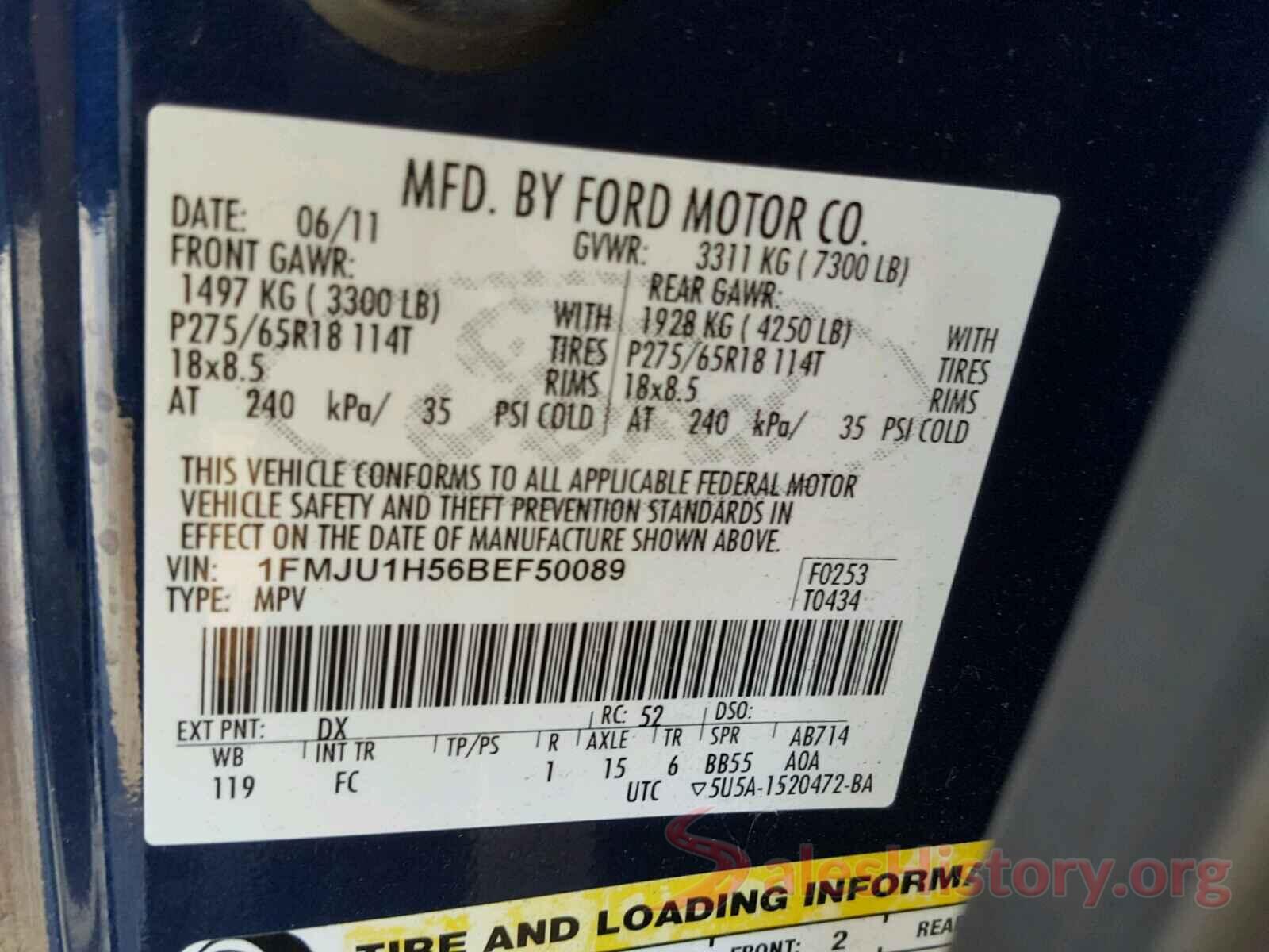 1N4BL4BV3KN306492 2011 FORD EXPEDITION