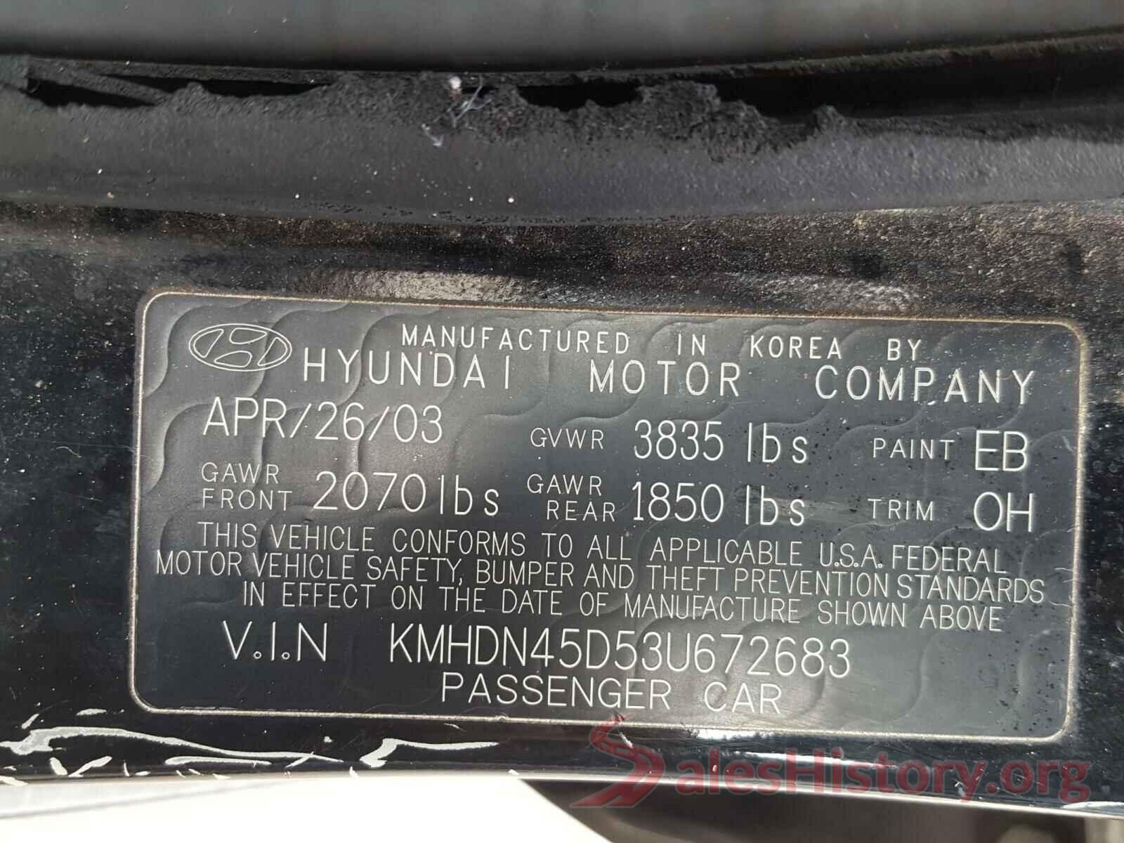 4T1BF1FK5HU390499 2003 HYUNDAI ELANTRA