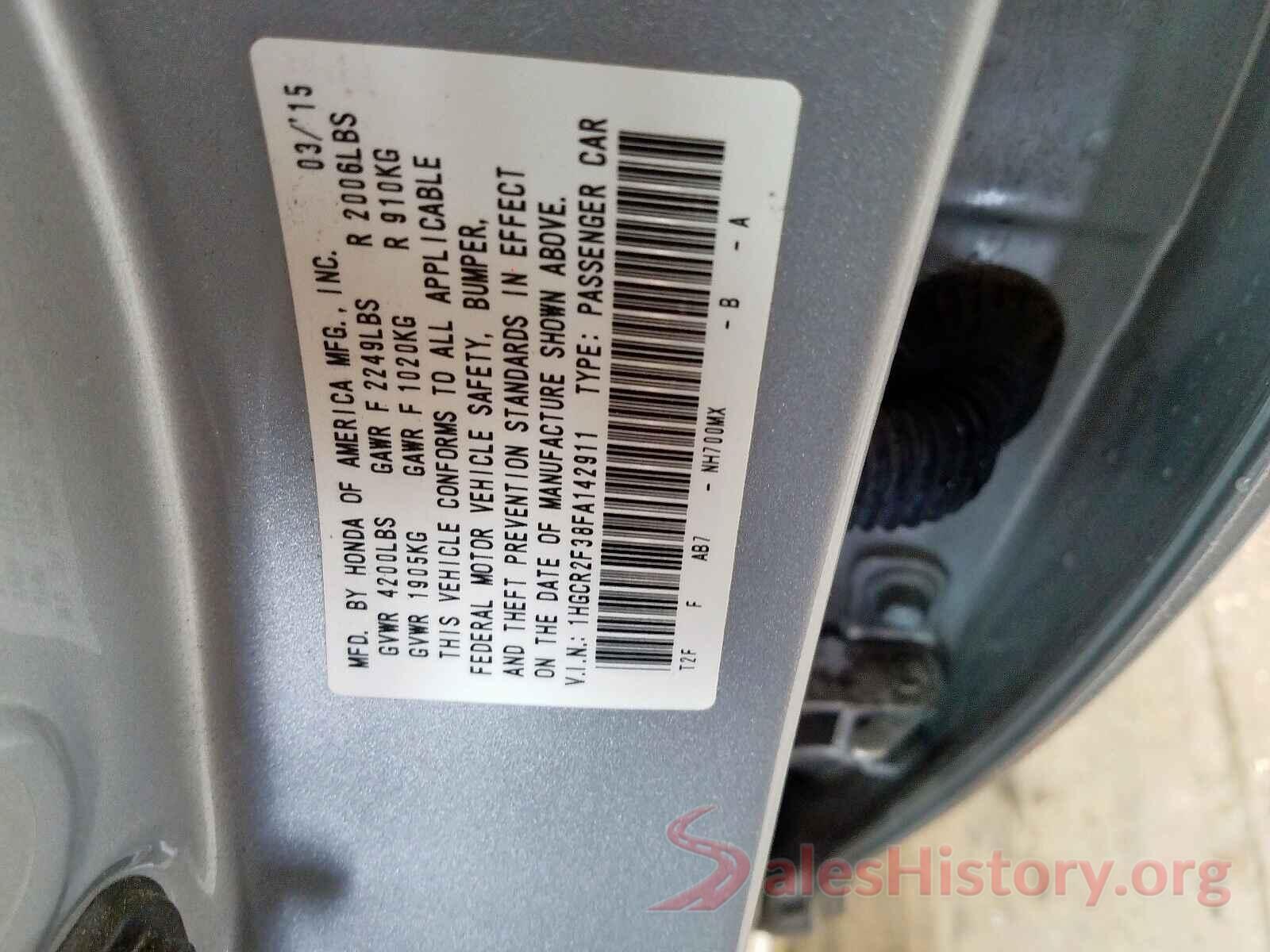 3VW267AJ3GM407564 2015 HONDA ACCORD