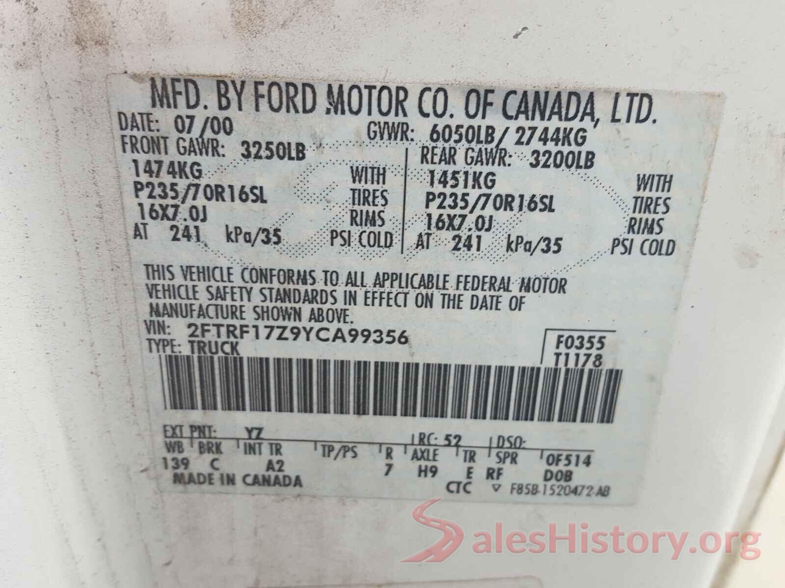 1FTYR2CG6GKB23748 2000 FORD F150