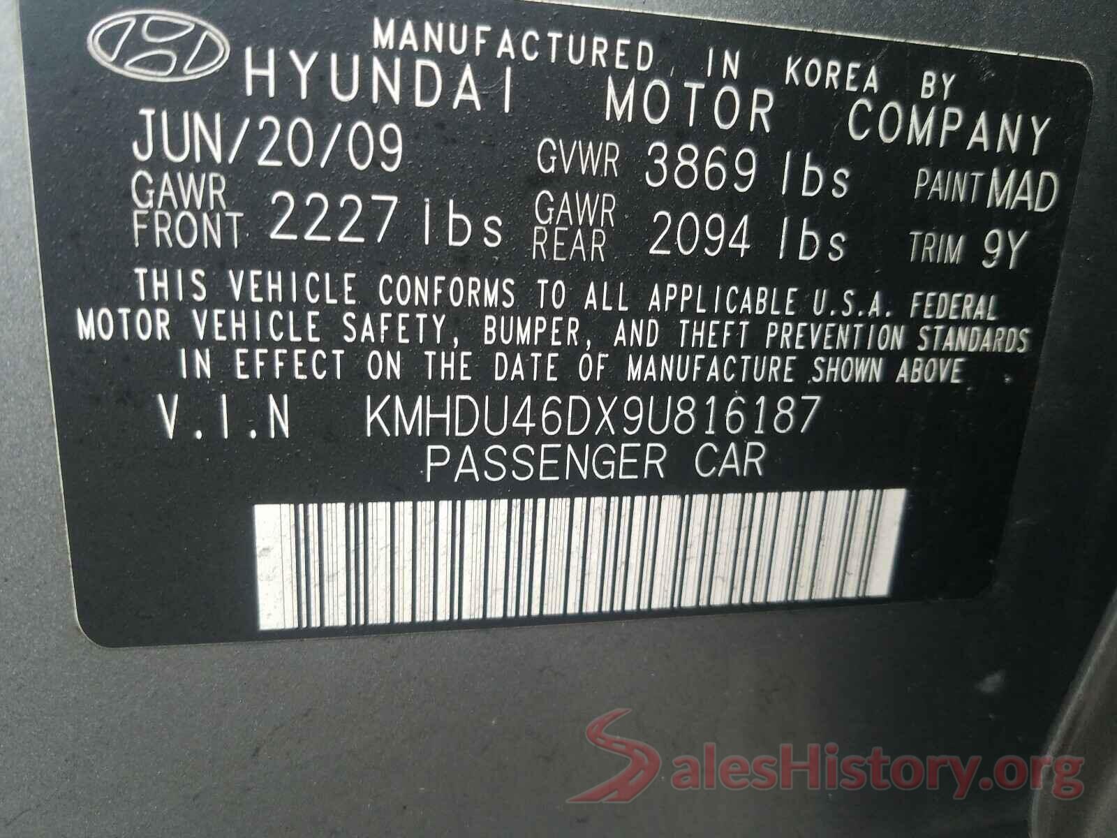 JTNKARJE1JJ558435 2009 HYUNDAI ELANTRA