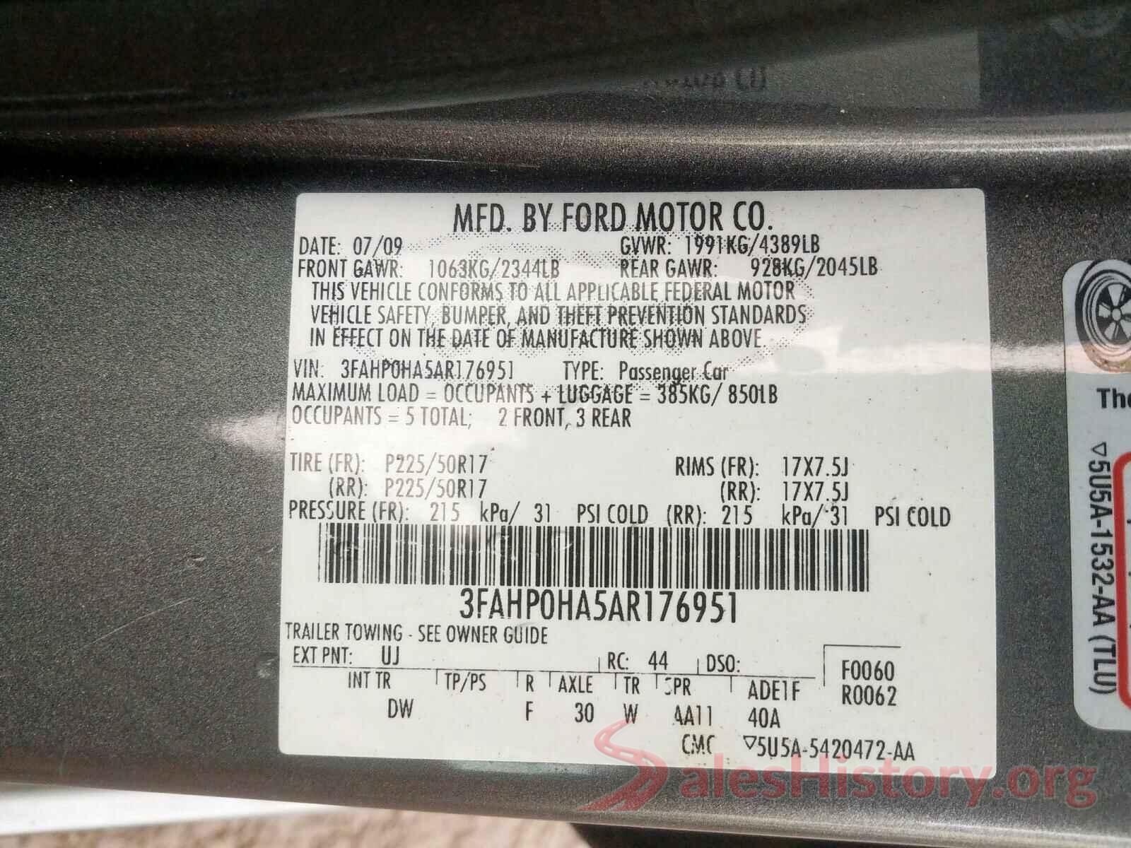 2T1BURHE0GC563938 2010 FORD FUSION