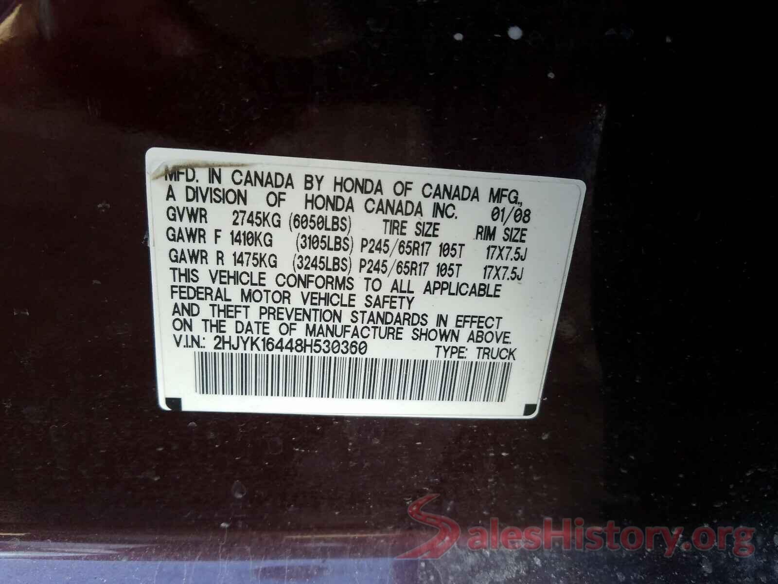 1N4AL3AP6JC124207 2008 HONDA RIDGELINE