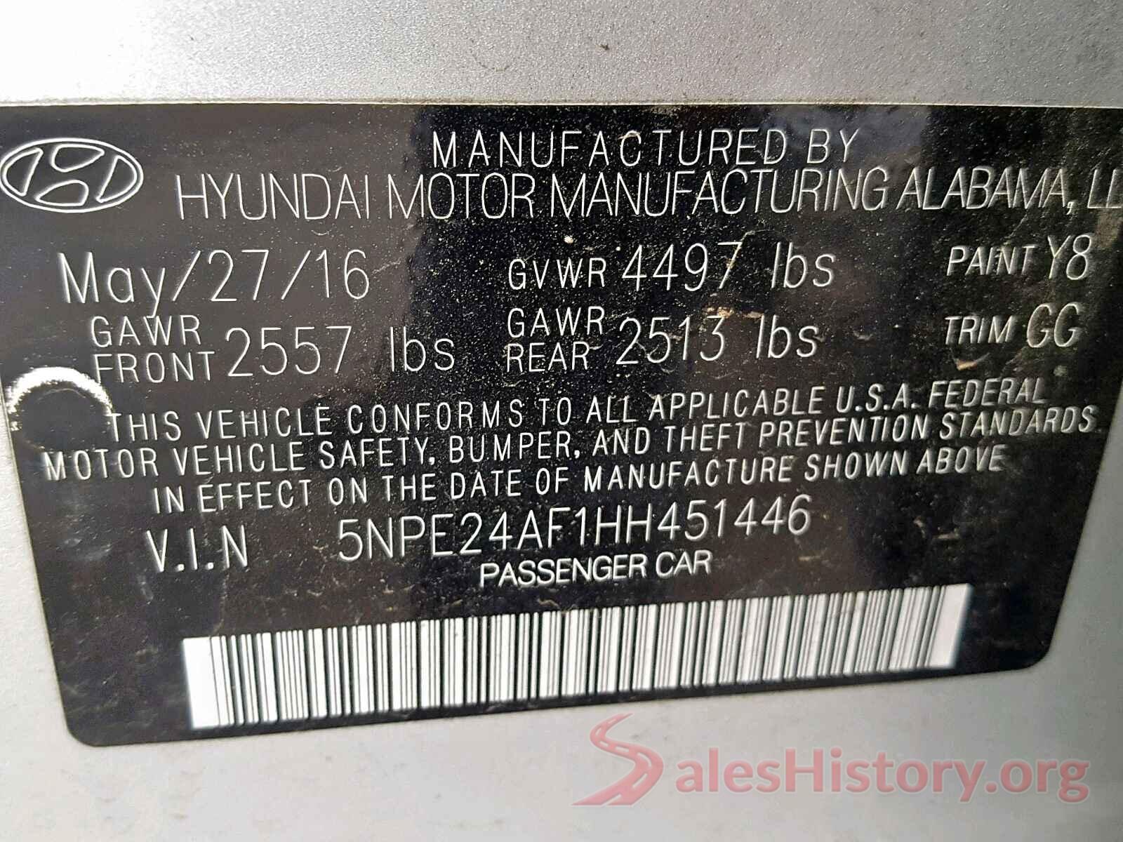 5NPE24AF1HH451446 2017 HYUNDAI SONATA