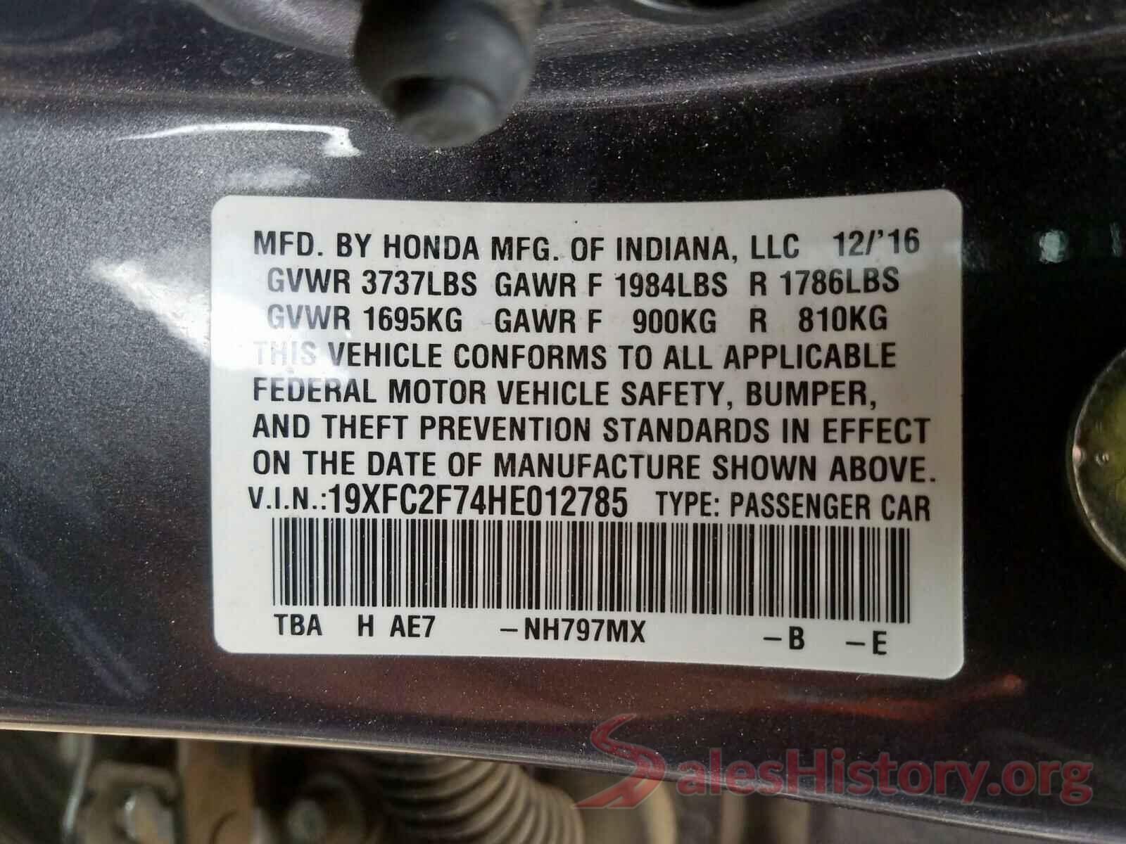 KNAFK4A62G5466280 2017 HONDA CIVIC