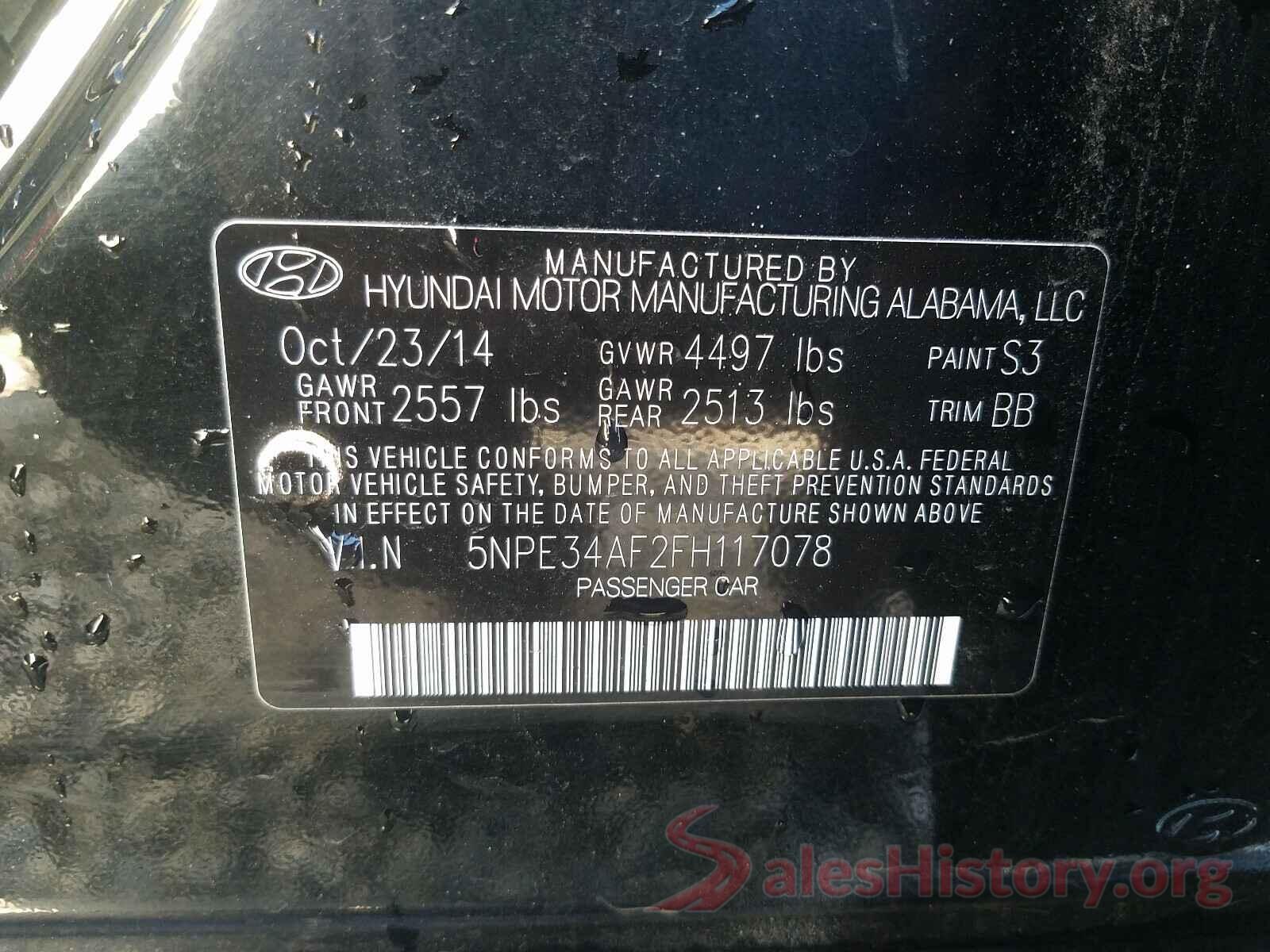 5NPE34AF2FH117078 2015 HYUNDAI SONATA