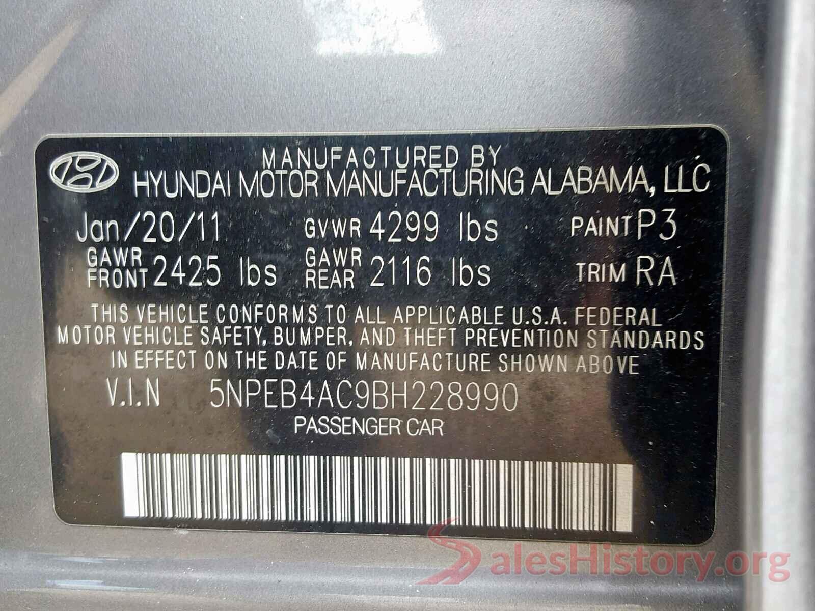 3VWC57BU6KM157813 2011 HYUNDAI SONATA