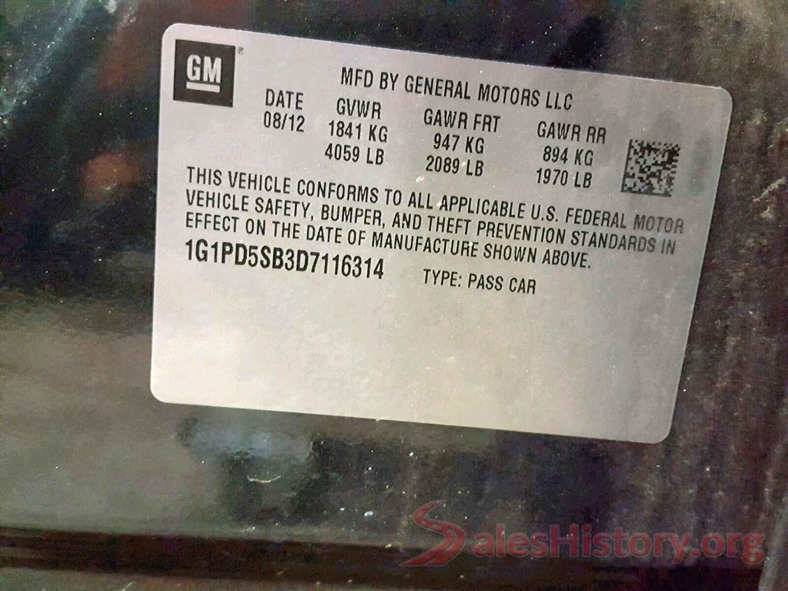 JF1VA1E60G9810312 2013 CHEVROLET CRUZE