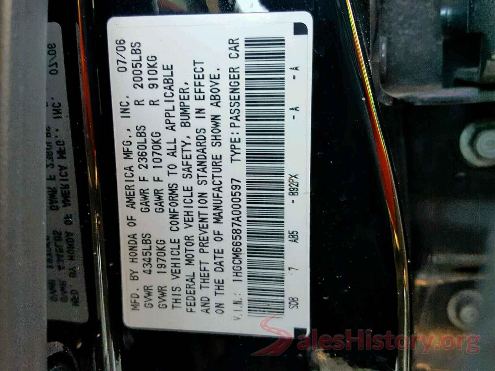 ZACCJBDT4GPC79418 2007 HONDA ACCORD EX