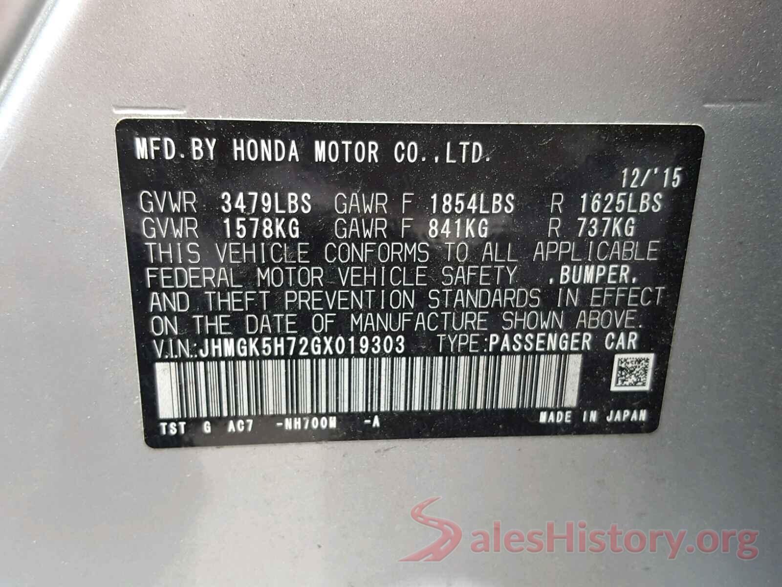 KNDJN2A20G7340624 2016 HONDA FIT