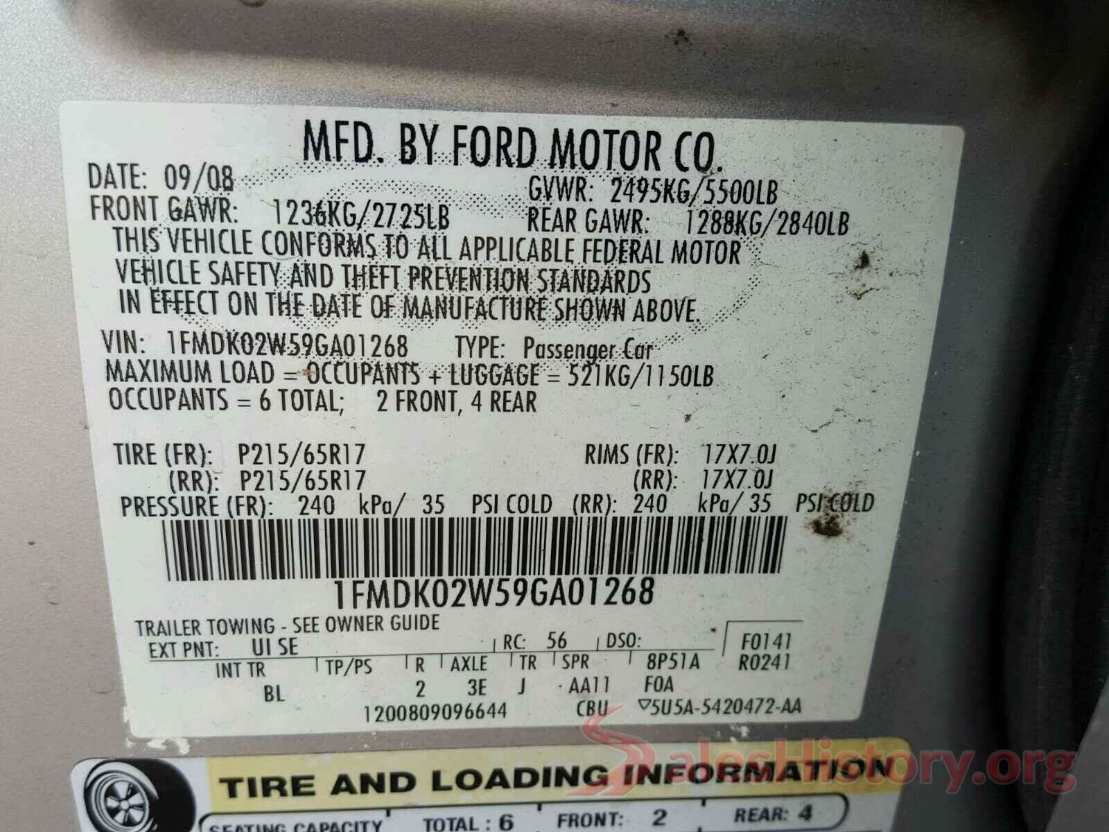 KMHGN4JE1GU127517 2009 FORD TAURUS