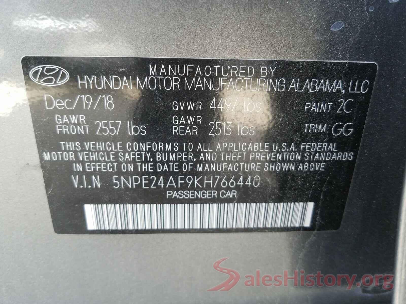 3TMAZ5CN7KM110509 2019 HYUNDAI SONATA