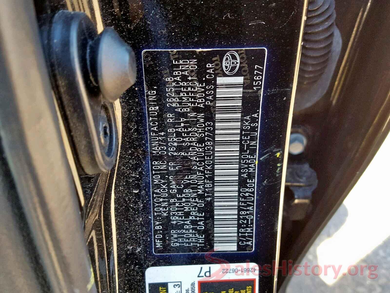 4T1BF1FK0EU387733 2014 TOYOTA CAMRY