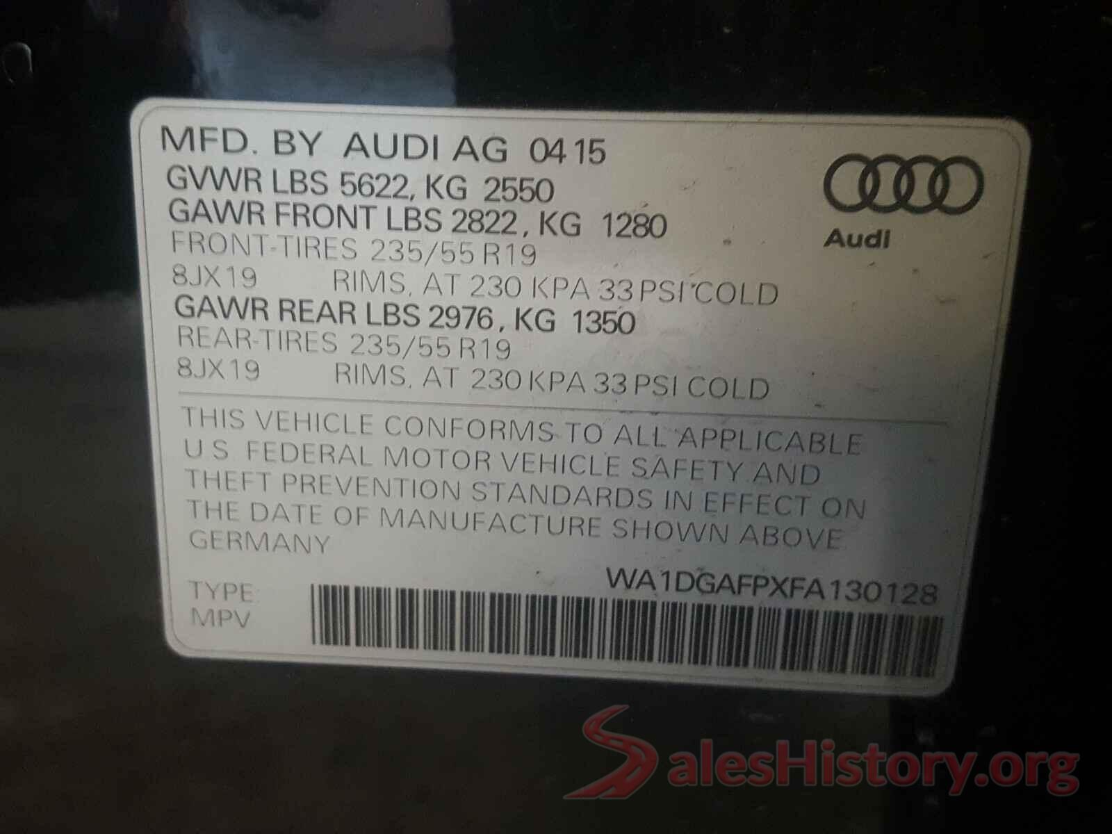 KM8SM4HF7KU304396 2015 AUDI Q5