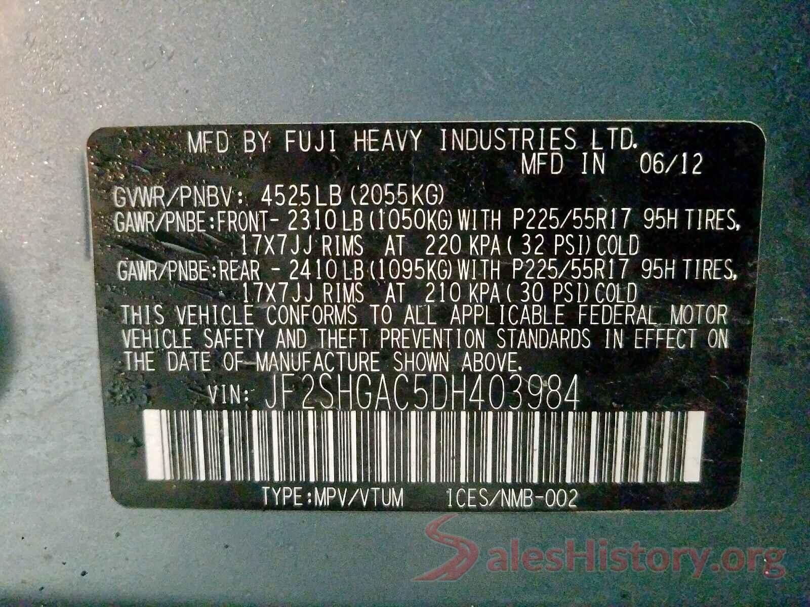 3MYDLBYV4HY148045 2013 SUBARU FORESTER