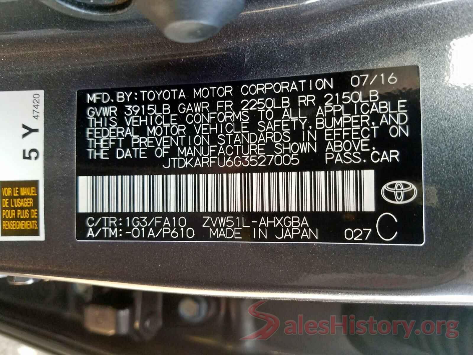 3MYDLBYV7HY163168 2016 TOYOTA PRIUS