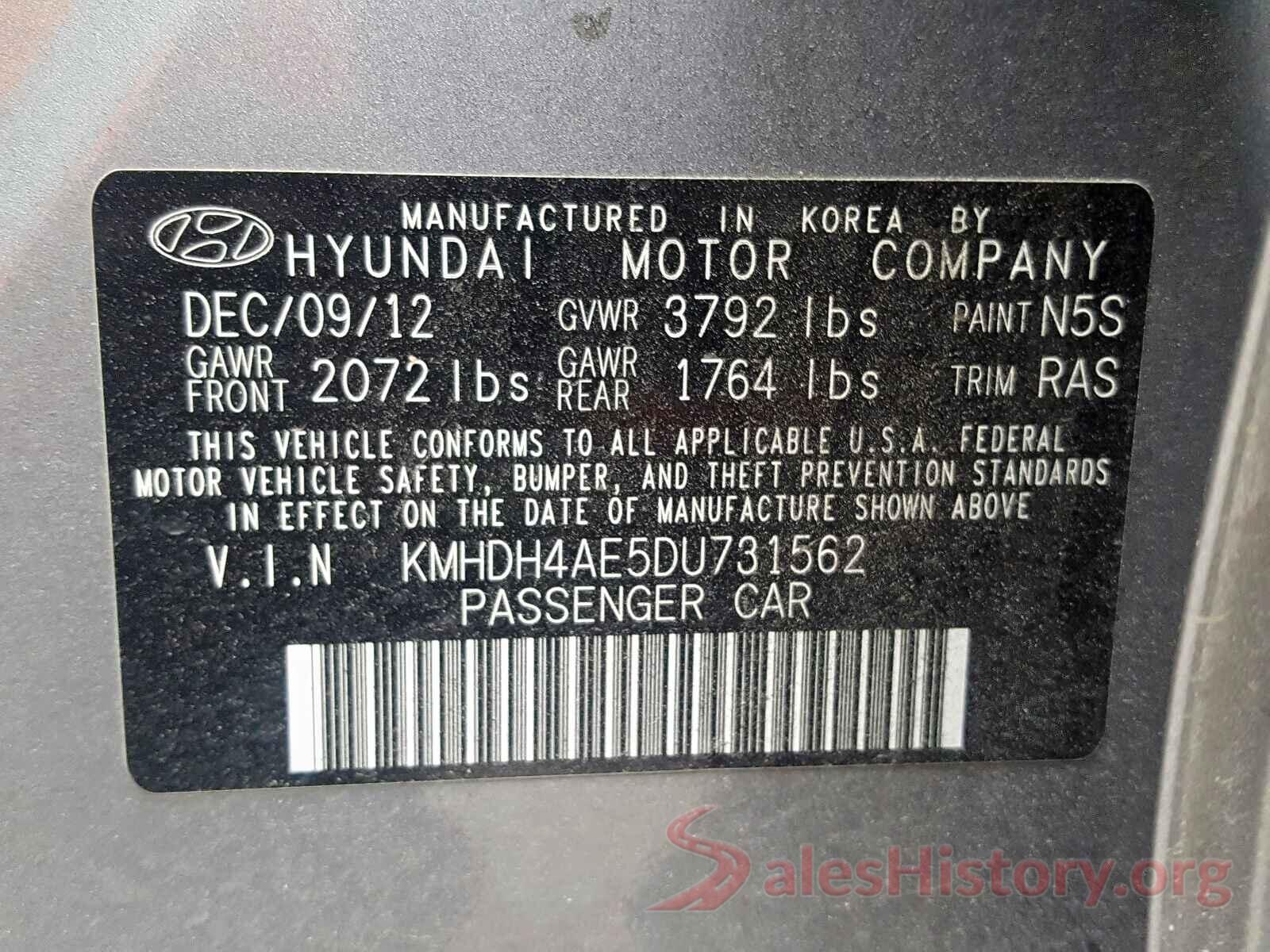 3KPA24AD5LE309899 2013 HYUNDAI ELANTRA