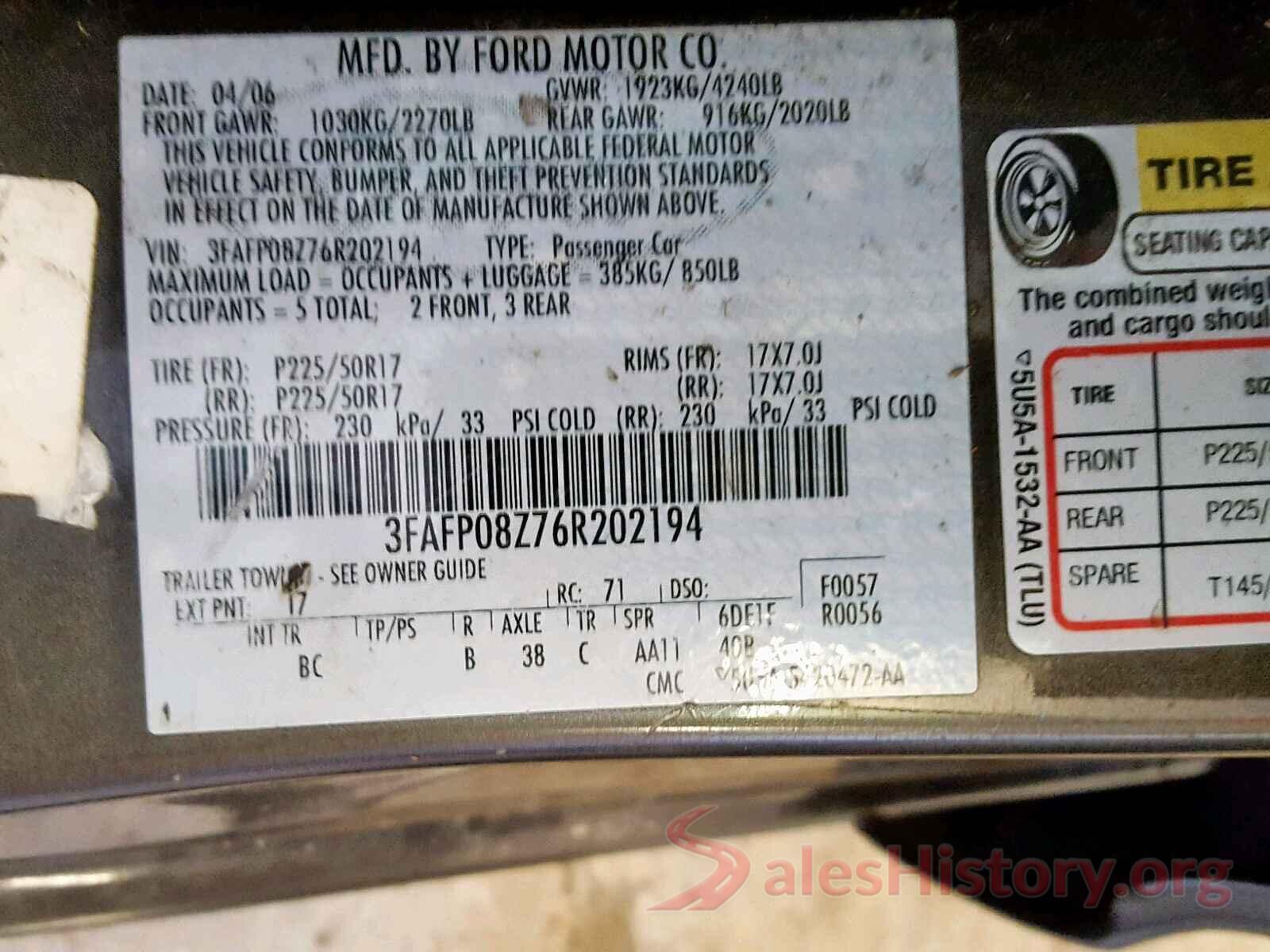 3MVDMABL3LM100113 2006 FORD FUSION SEL