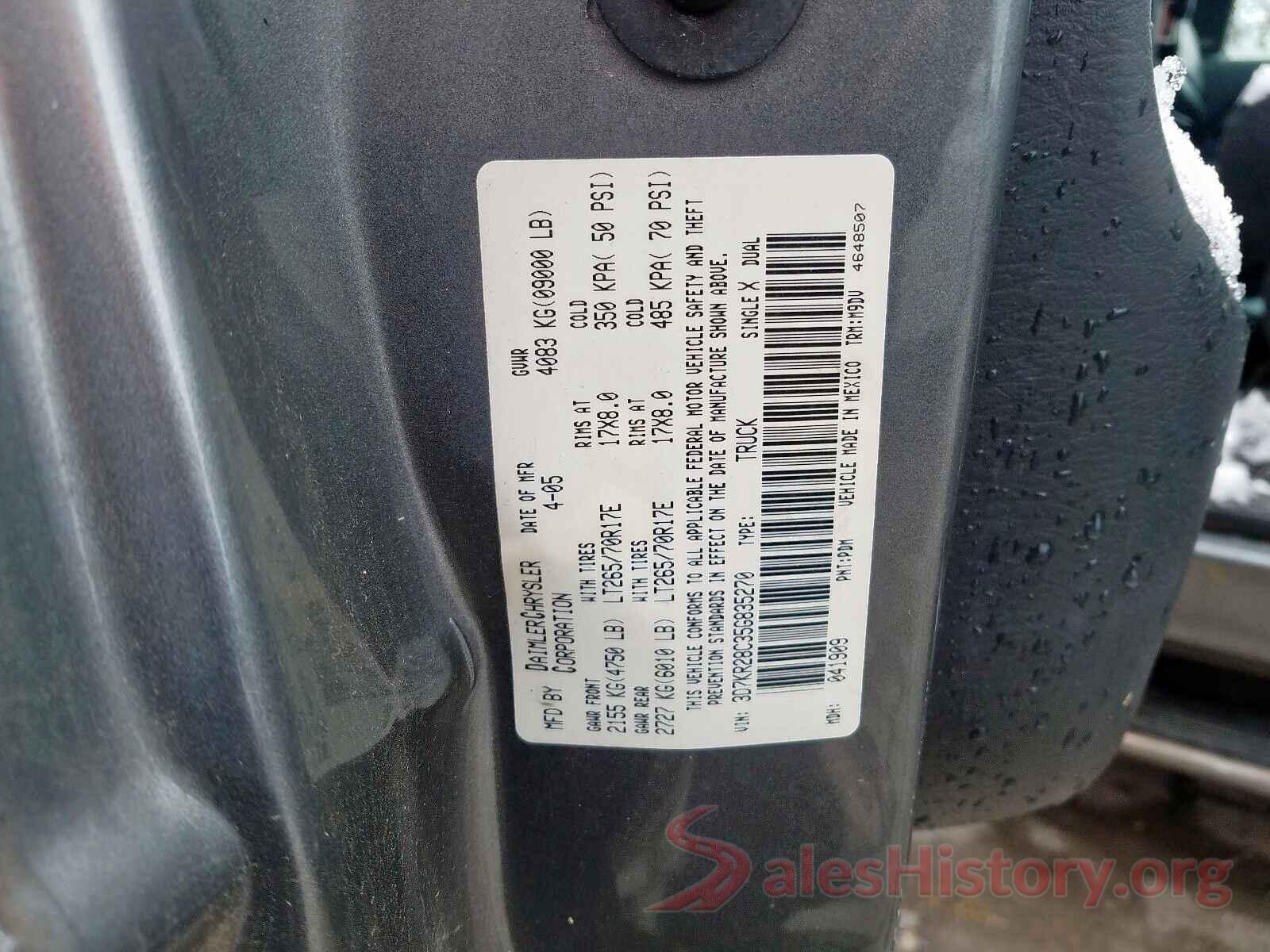 5NPE24AF5KH744452 2005 DODGE RAM 2500