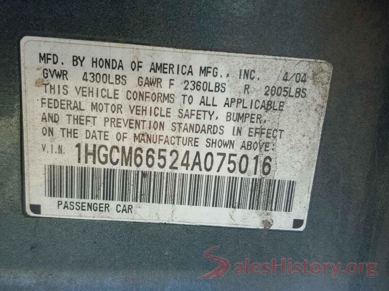 5NPD84LF4KH422621 2004 HONDA ACCORD