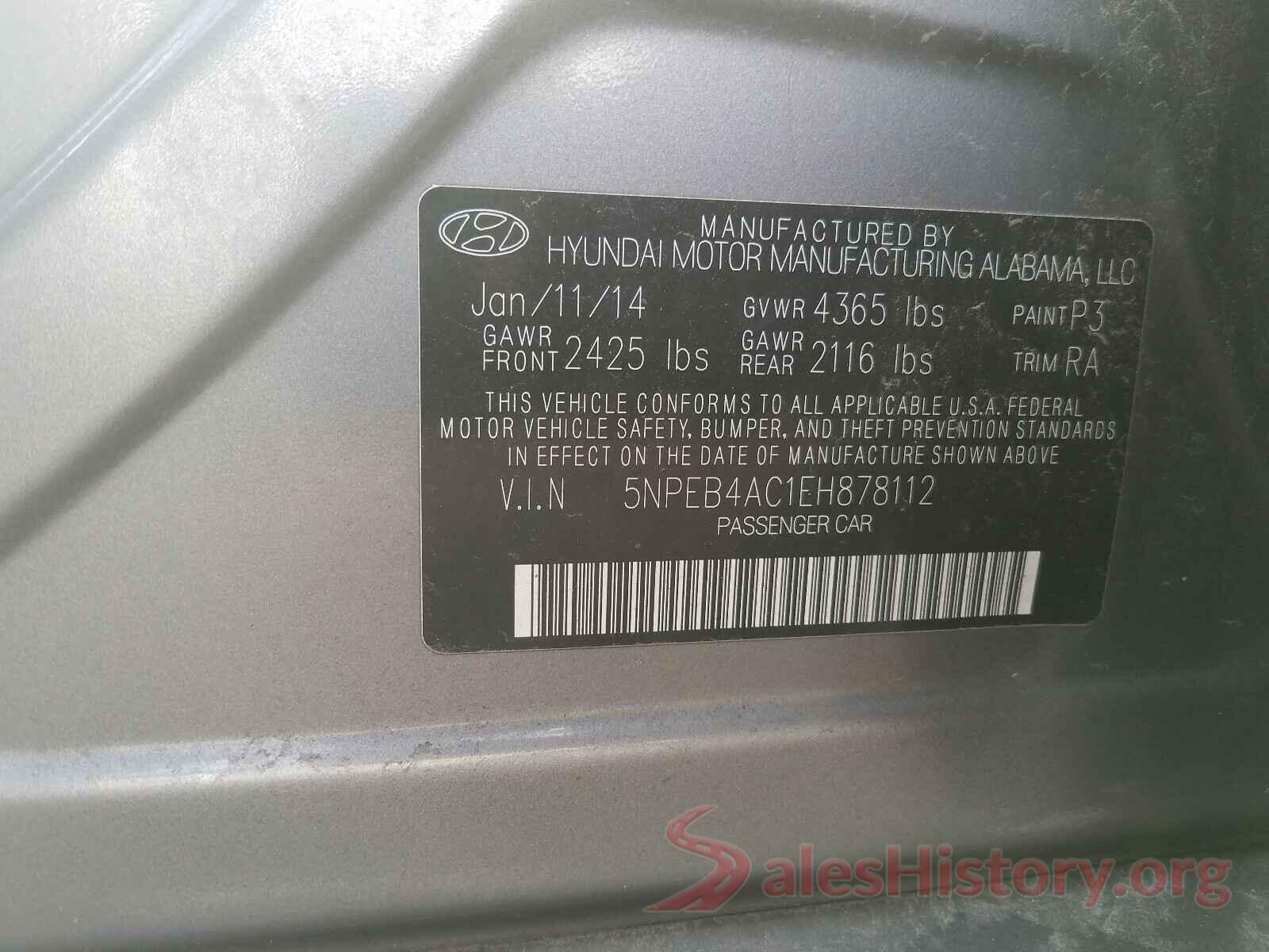 1N4AL3AP3JC190858 2014 HYUNDAI SONATA