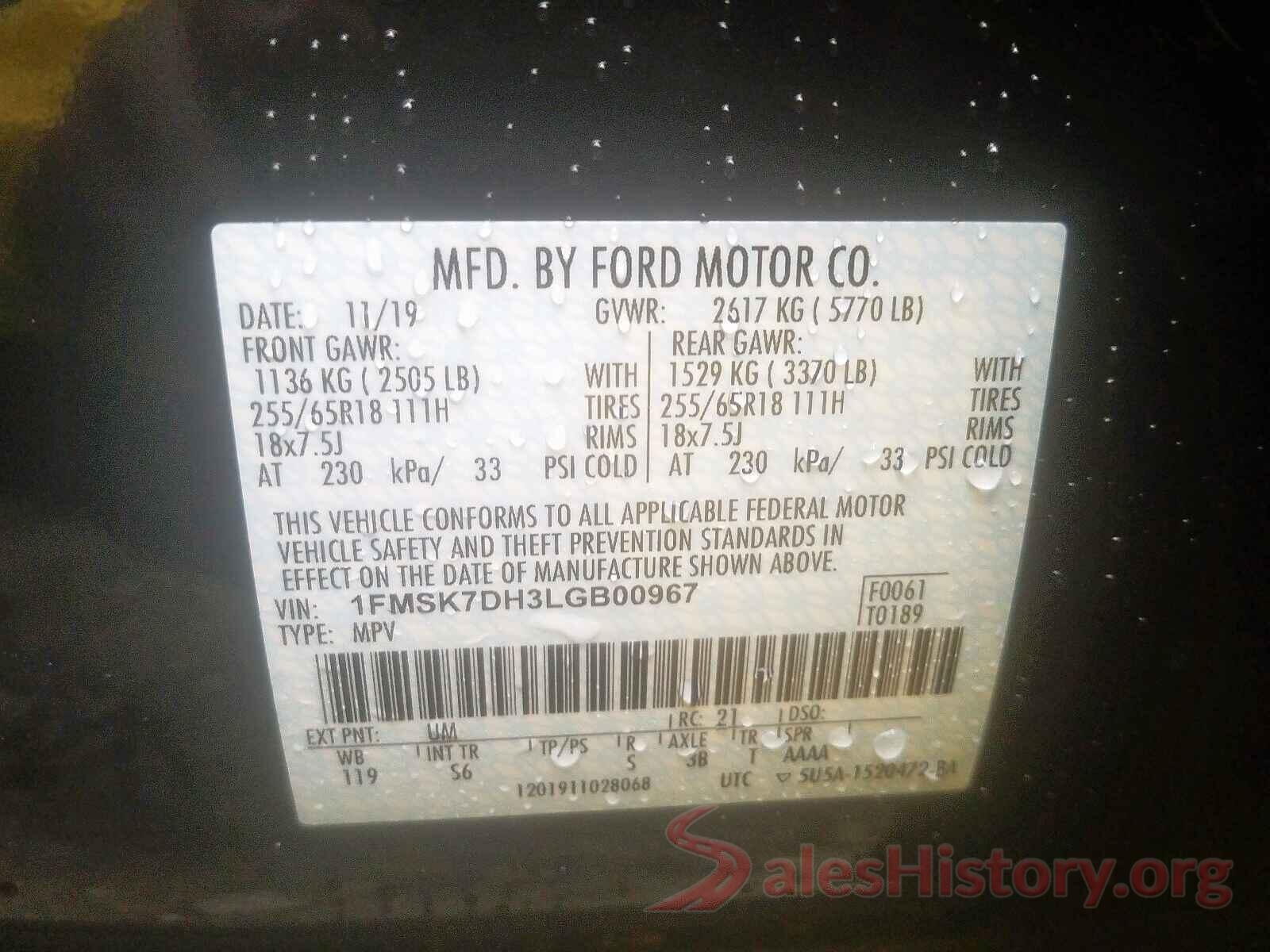 1C4RJFCGXJC249745 2020 FORD EXPLORER