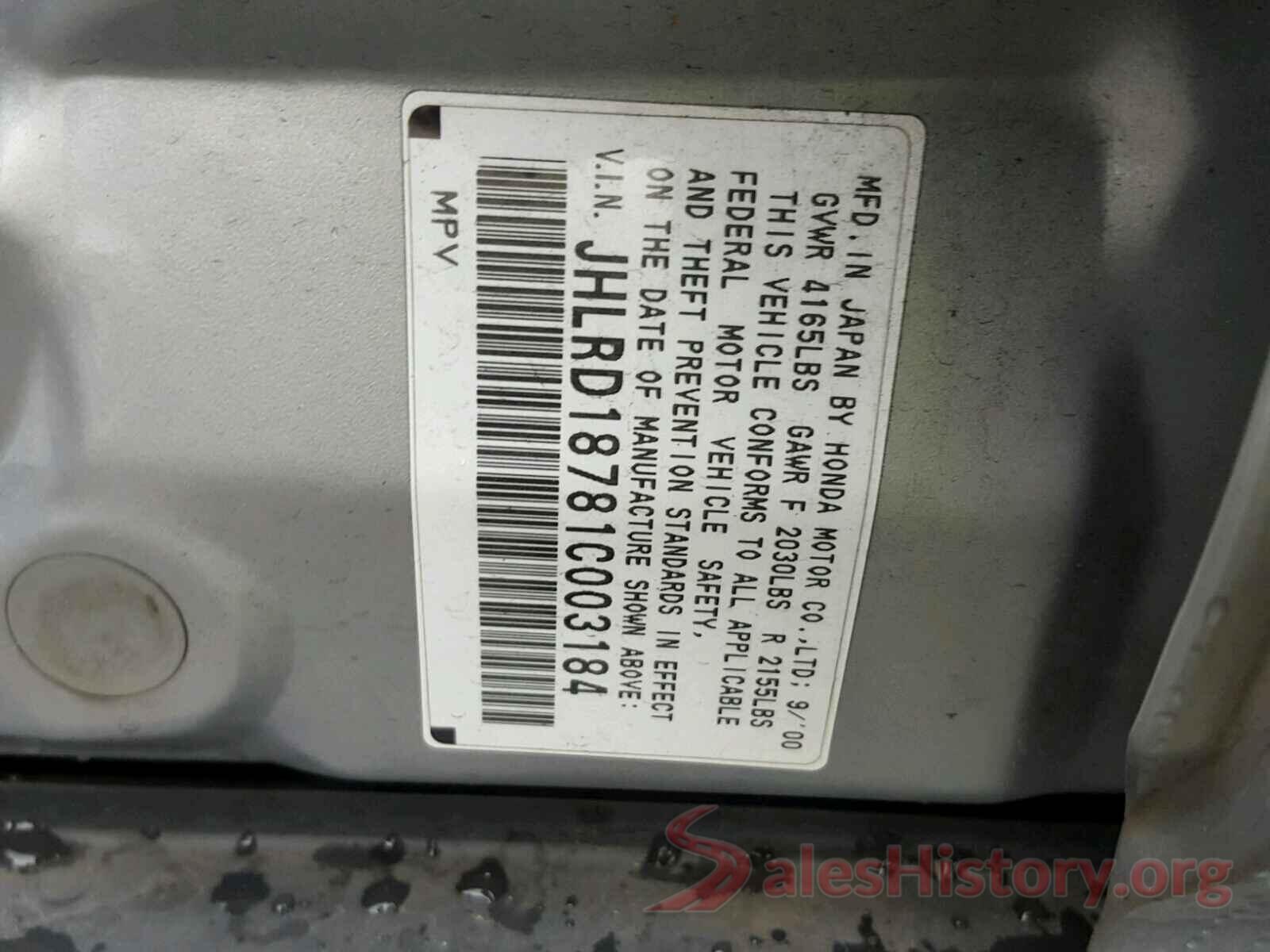 5NPE24AF8HH562544 2001 HONDA CRV