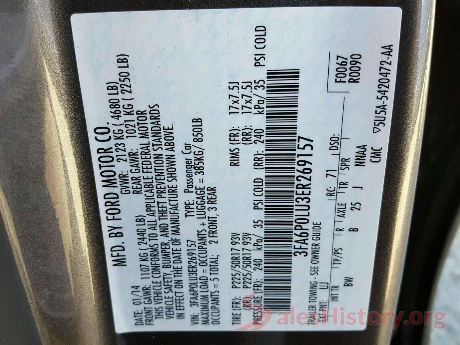 5NPE34AF9HH511812 2014 FORD FUSION