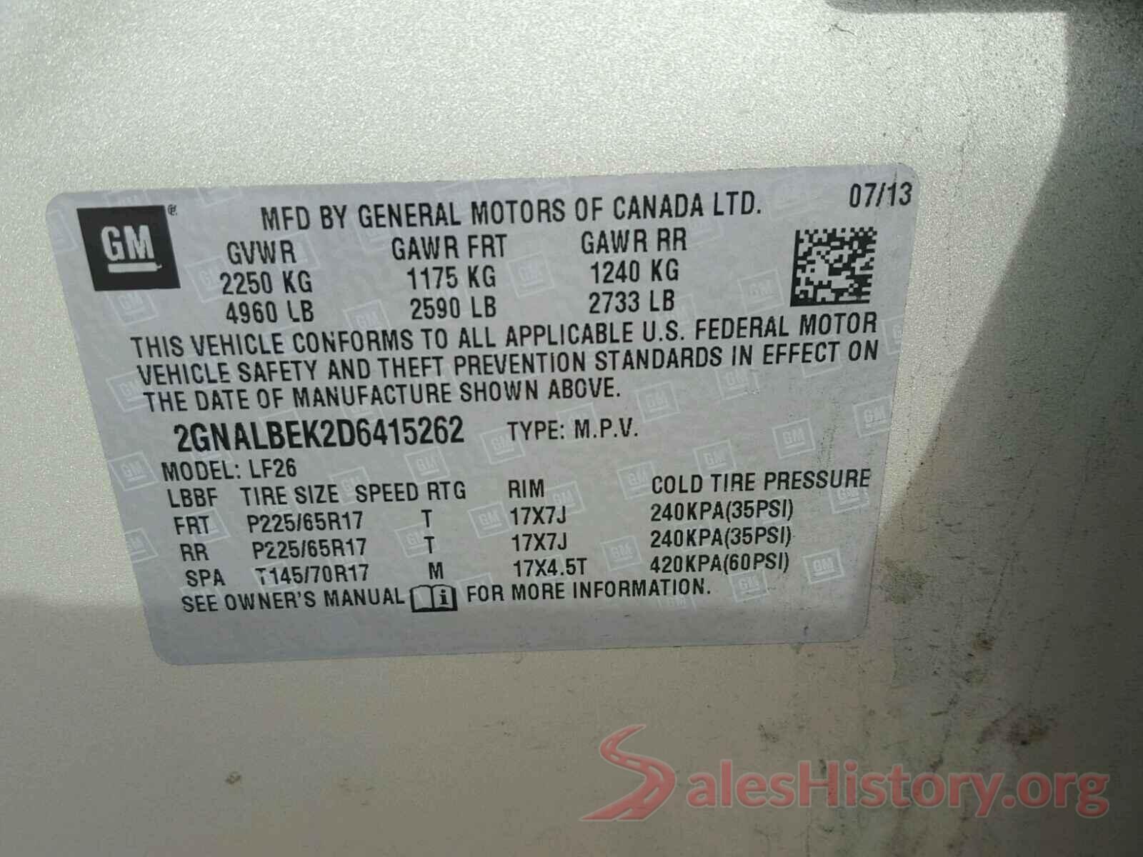 3N1AB7AP0HY397782 2013 CHEVROLET EQUINOX