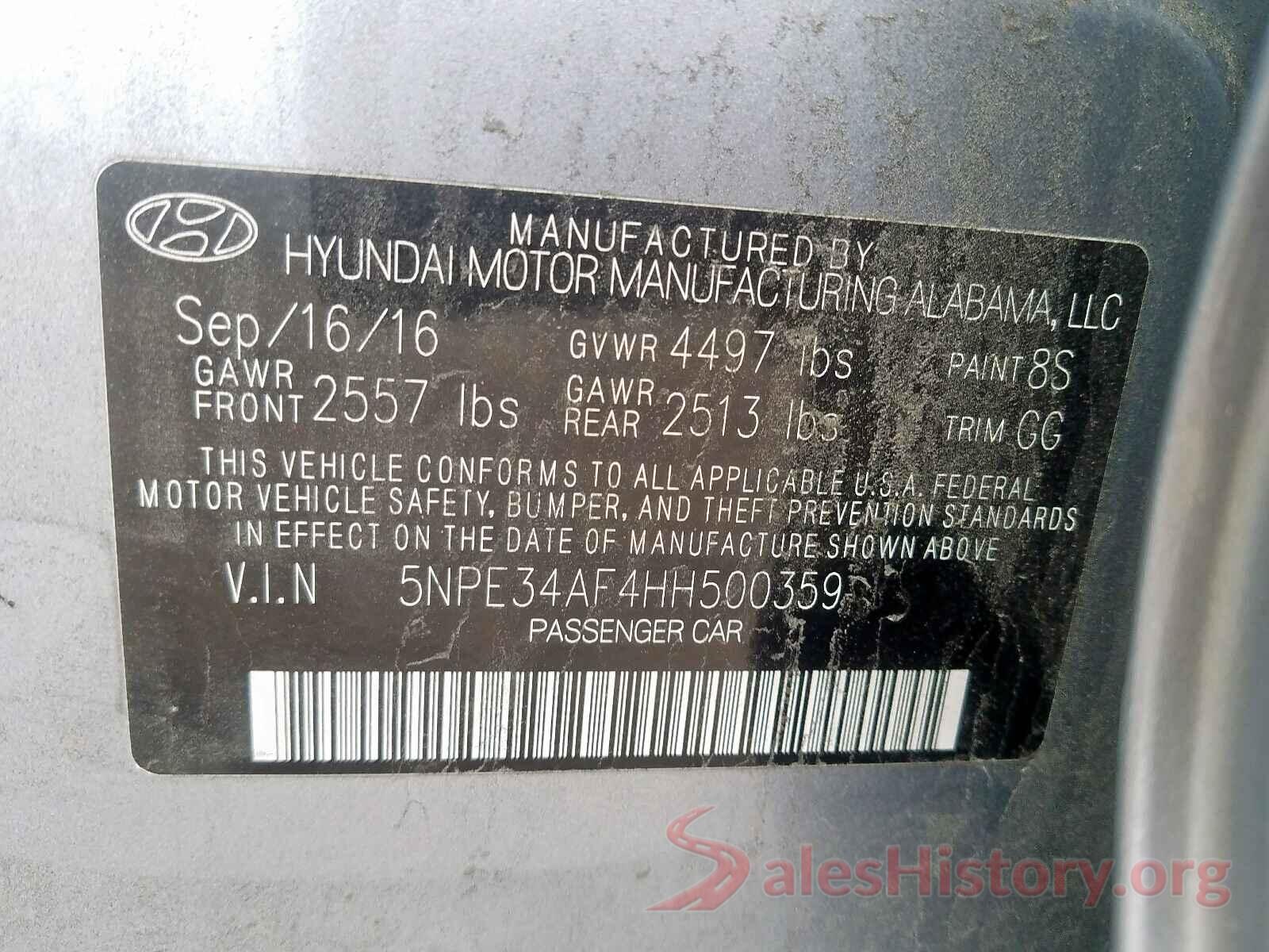 5YFBURHE6KP887792 2017 HYUNDAI SONATA