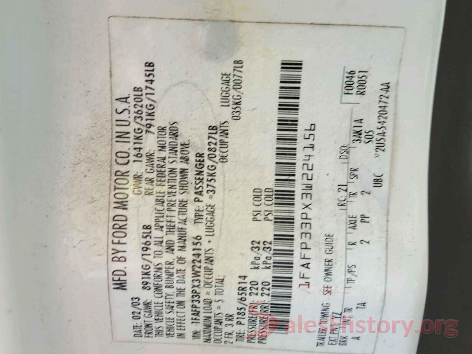 JM1BM1U71G1309586 2003 FORD FOCUS